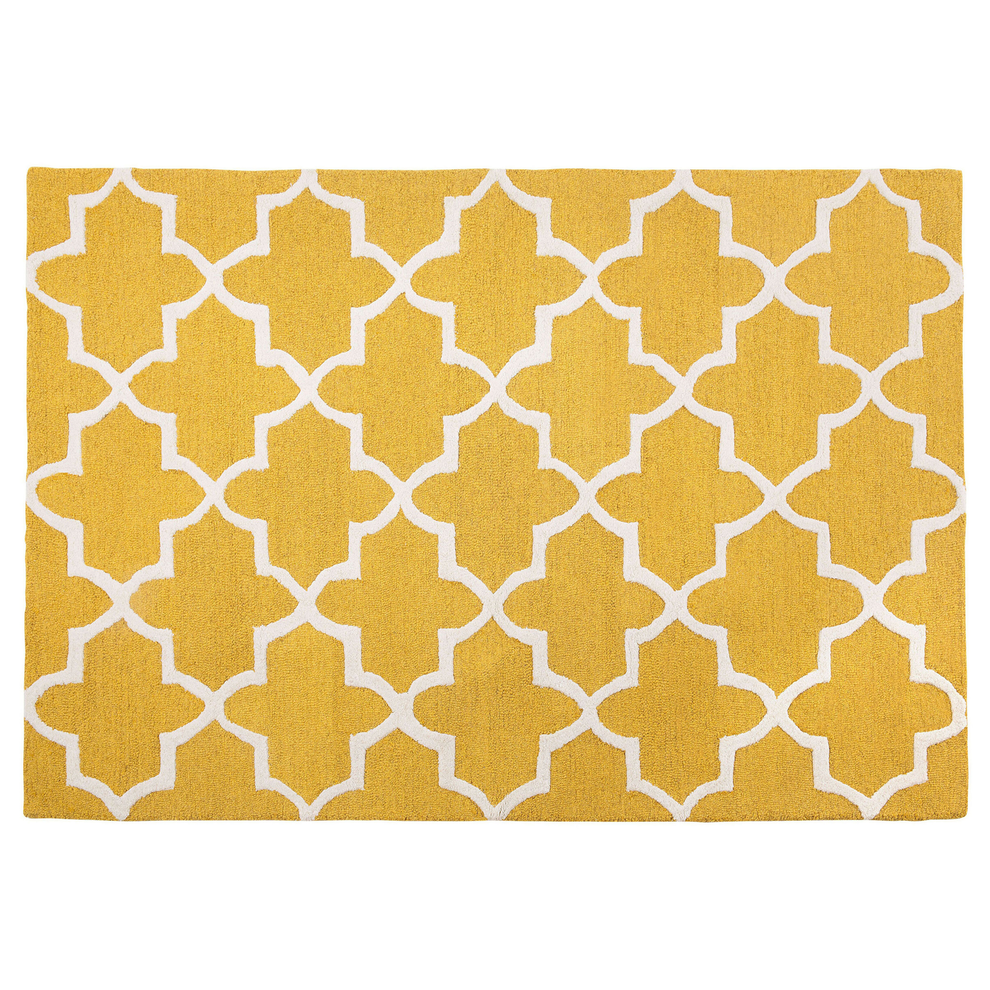 Teppich Wolle gelb 140 x 200 cm marokkanisches Muster Kurzflor SILVAN