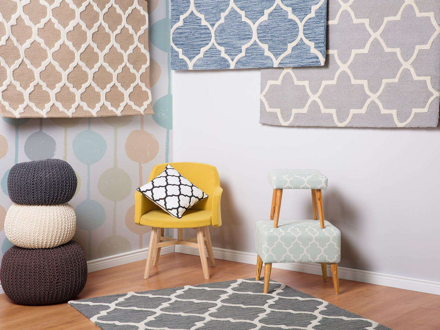 Teppich Wolle beige 160 x 230 cm marokkanisches Muster Kurzflor ERBAA