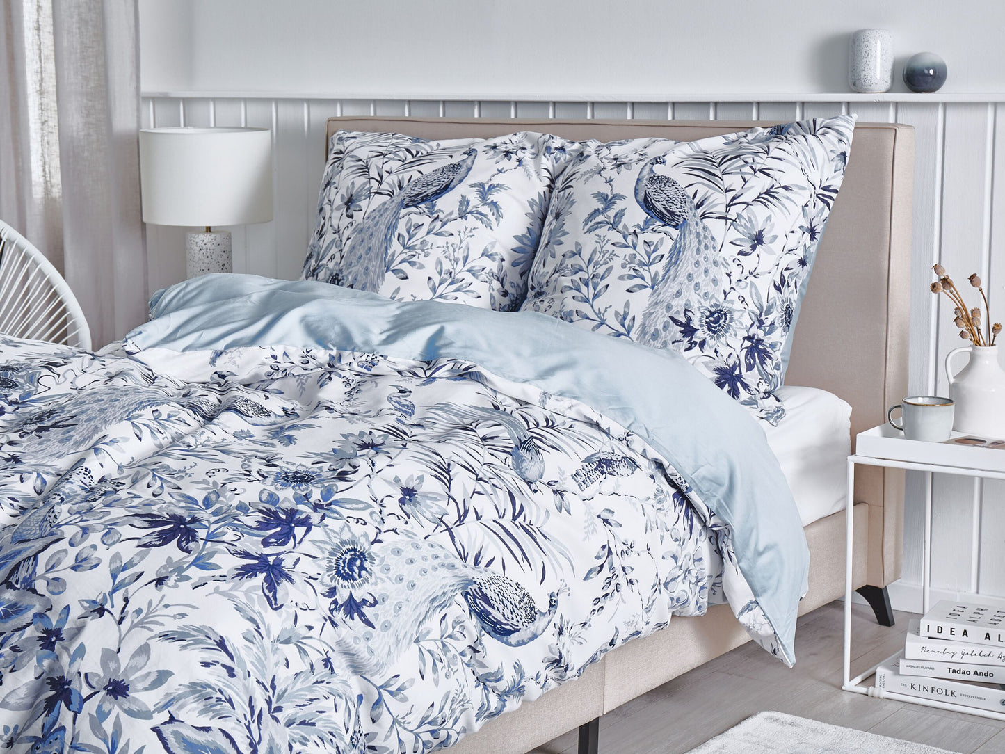 Bettwäsche-Set BALLARD Baumwollsatin 155 x 220 cm Blau