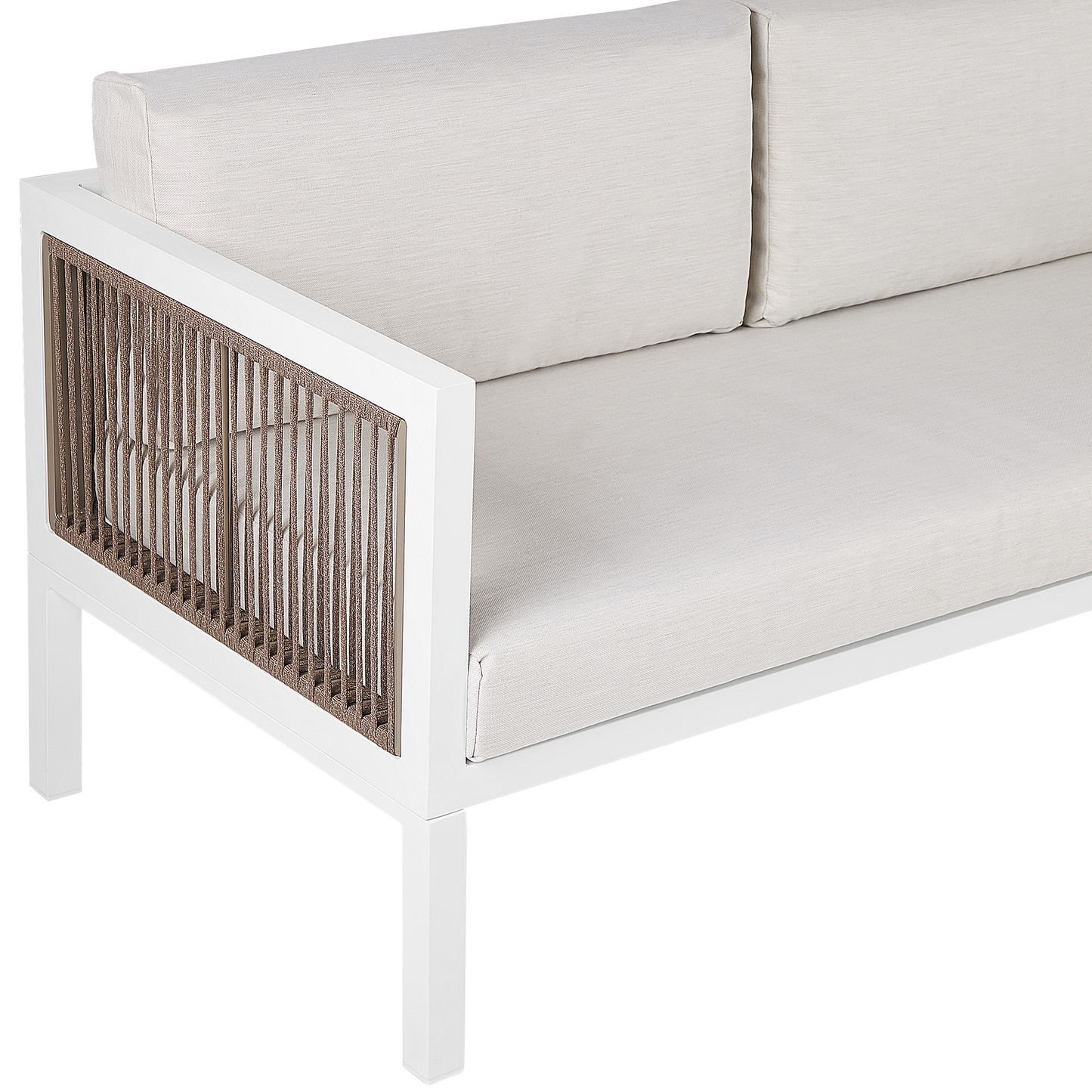 Garten Ecksofa mit Tisch 4-Sitzer BORELLO linksseitig Metall Beige