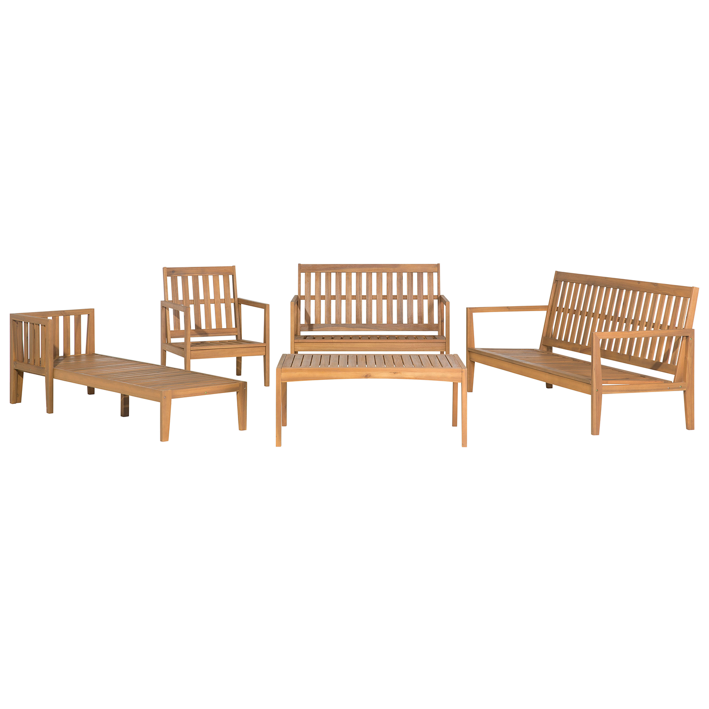 Lounge Set mit Tisch 7-Sitzer PATAJA zertifiziertes Akazienholz Hellbraun