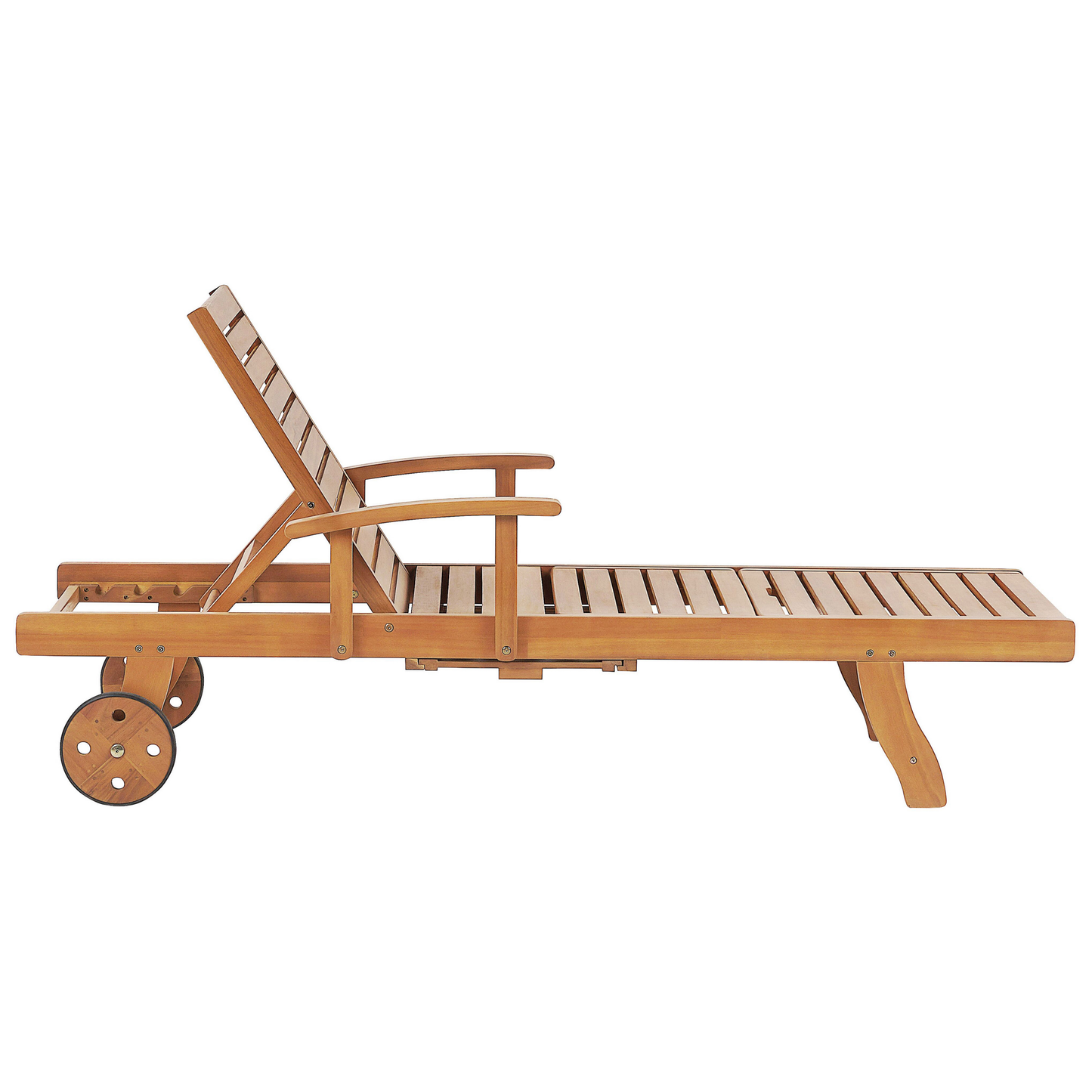 Gartenliege Akazienholz hellbraun Auflage graphitgrau rollbar JAVA