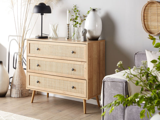 Kommode mit 3 Schubladen PONCA 79 cm Hellbraun