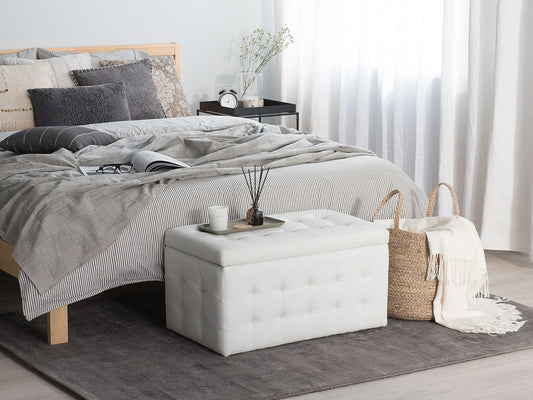 Aufbewahrungshocker MICHIGAN Kunstleder 72 cm 42 cm Weiss