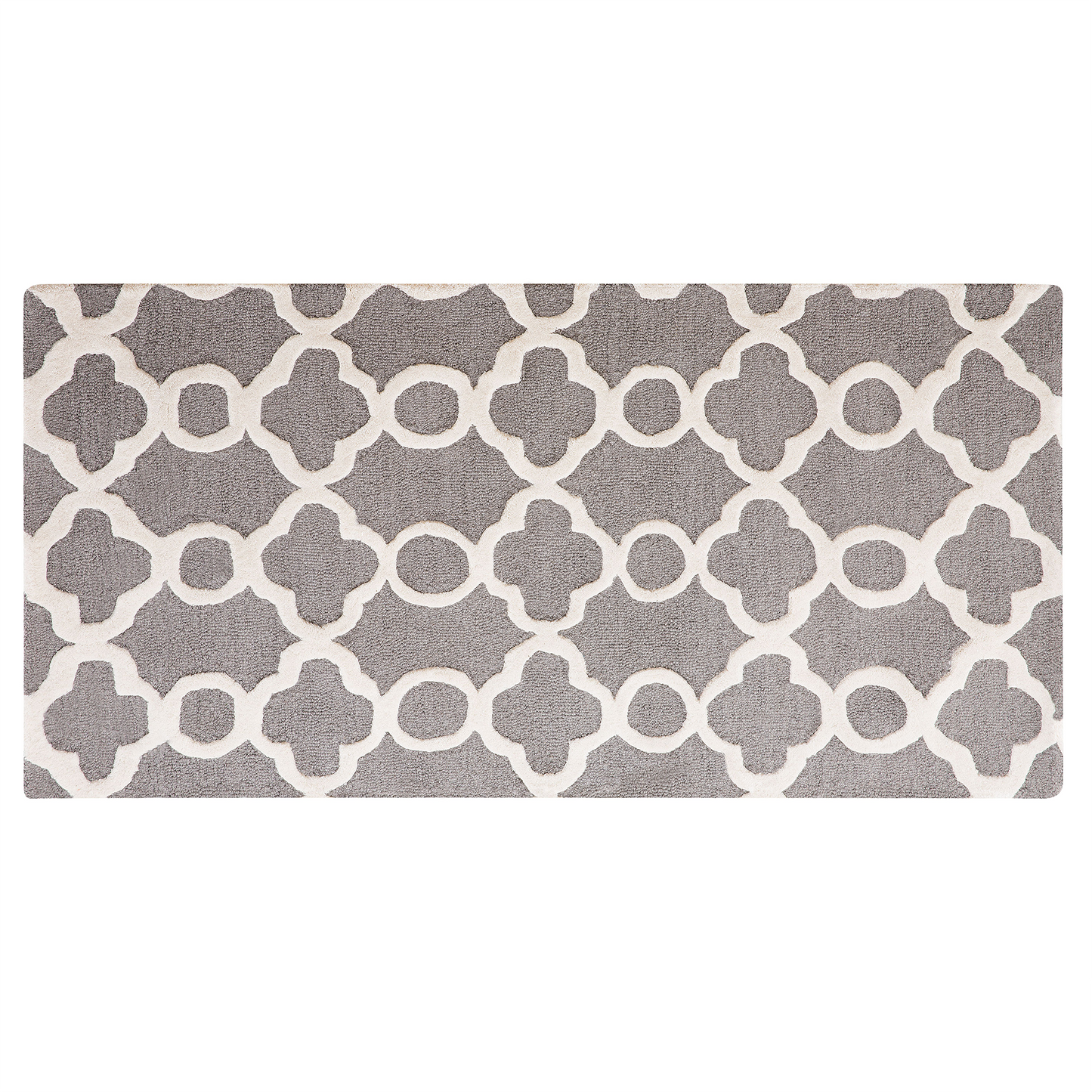 Teppich Wolle grau 80 x 150 cm marokkanisches Muster Kurzflor ZILE