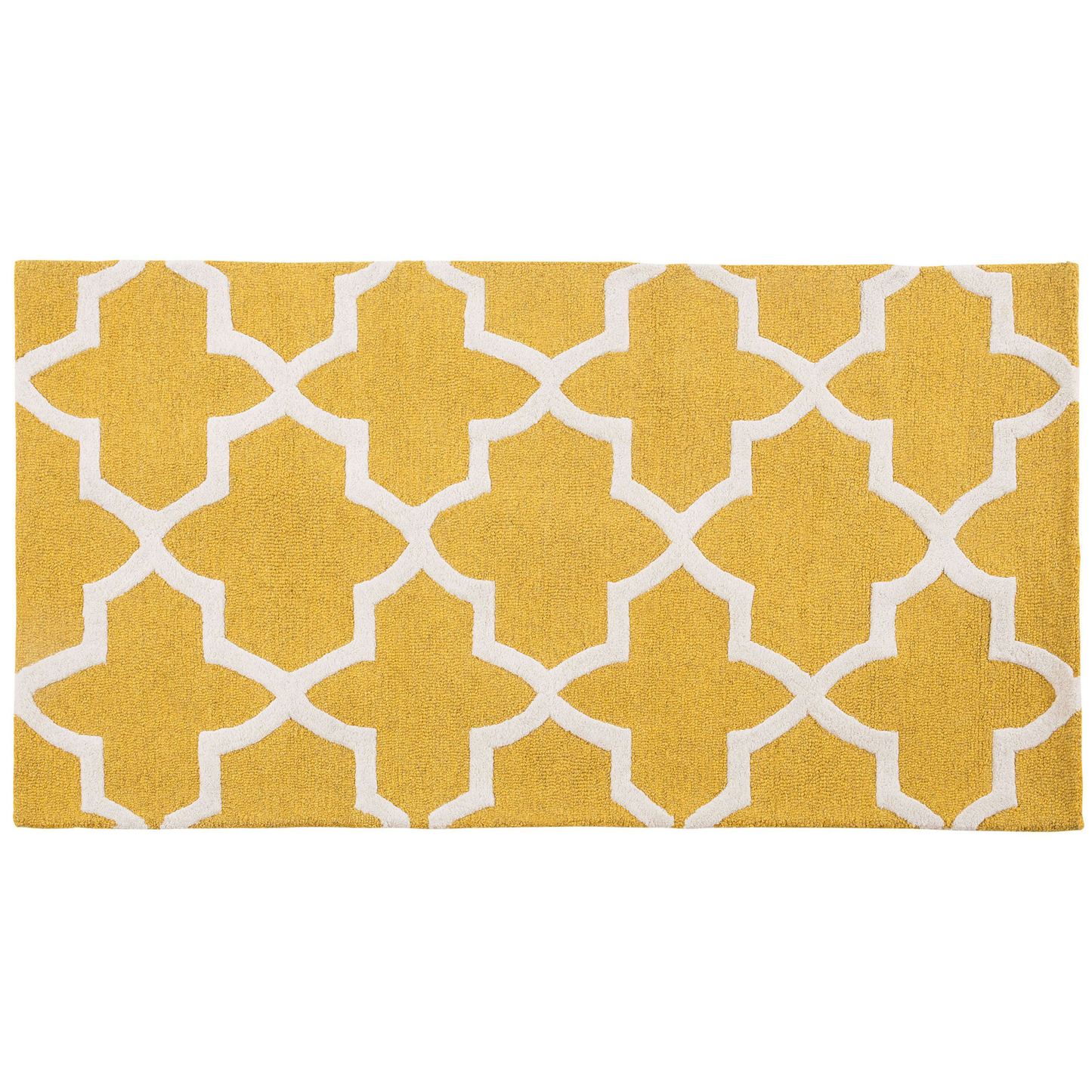 Teppich Wolle gelb 80 x 150 cm marokkanisches Muster Kurzflor SILVAN