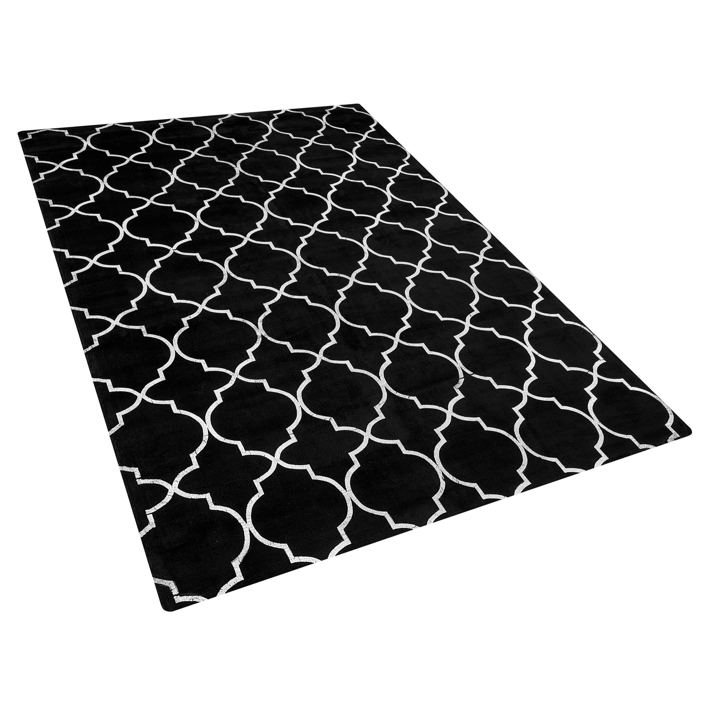Teppich schwarz / silber marokkanisches Muster 140 x 200 cm Kurzflor YELKI