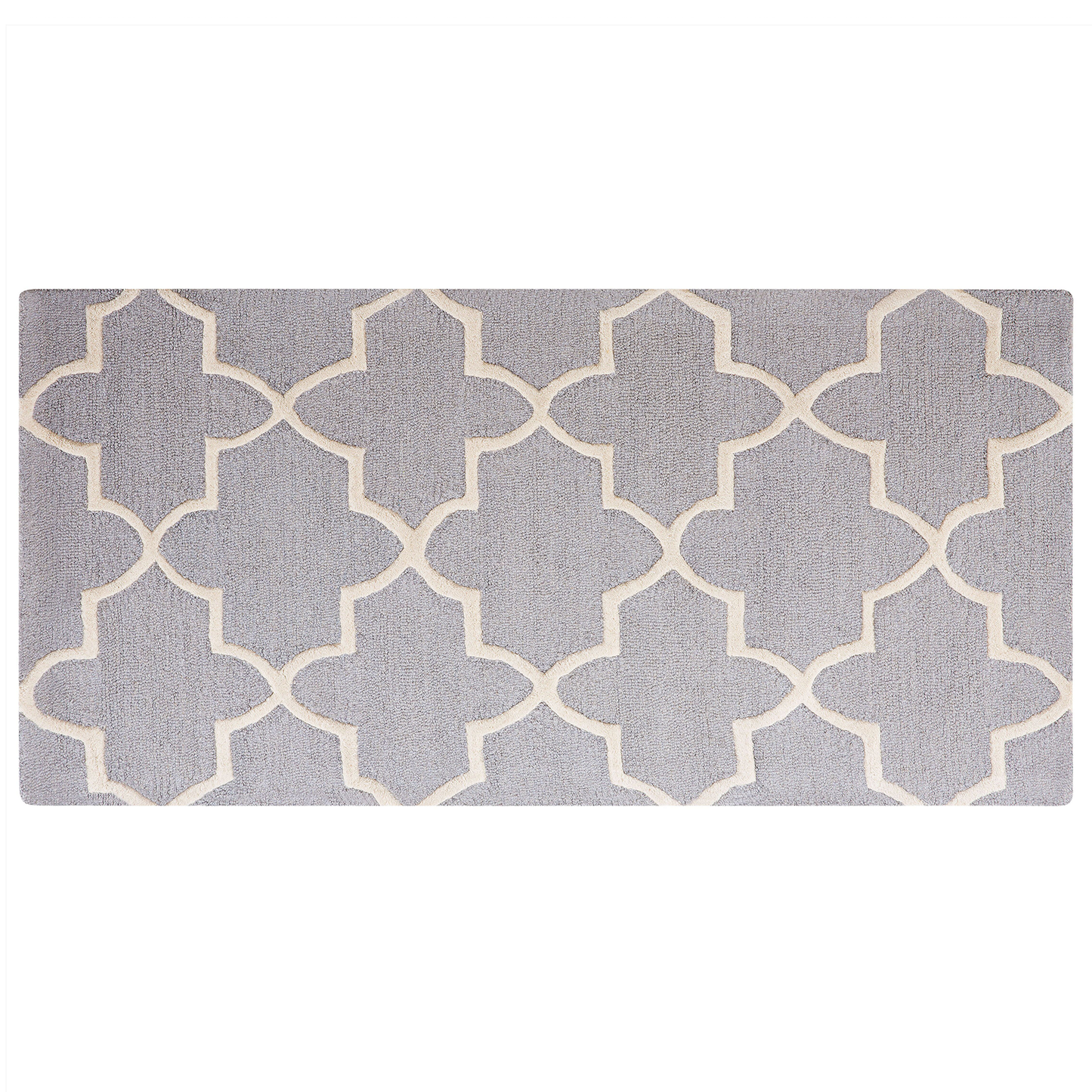 Teppich Wolle grau 80 x 150 cm marokkanisches Muster Kurzflor SILVAN