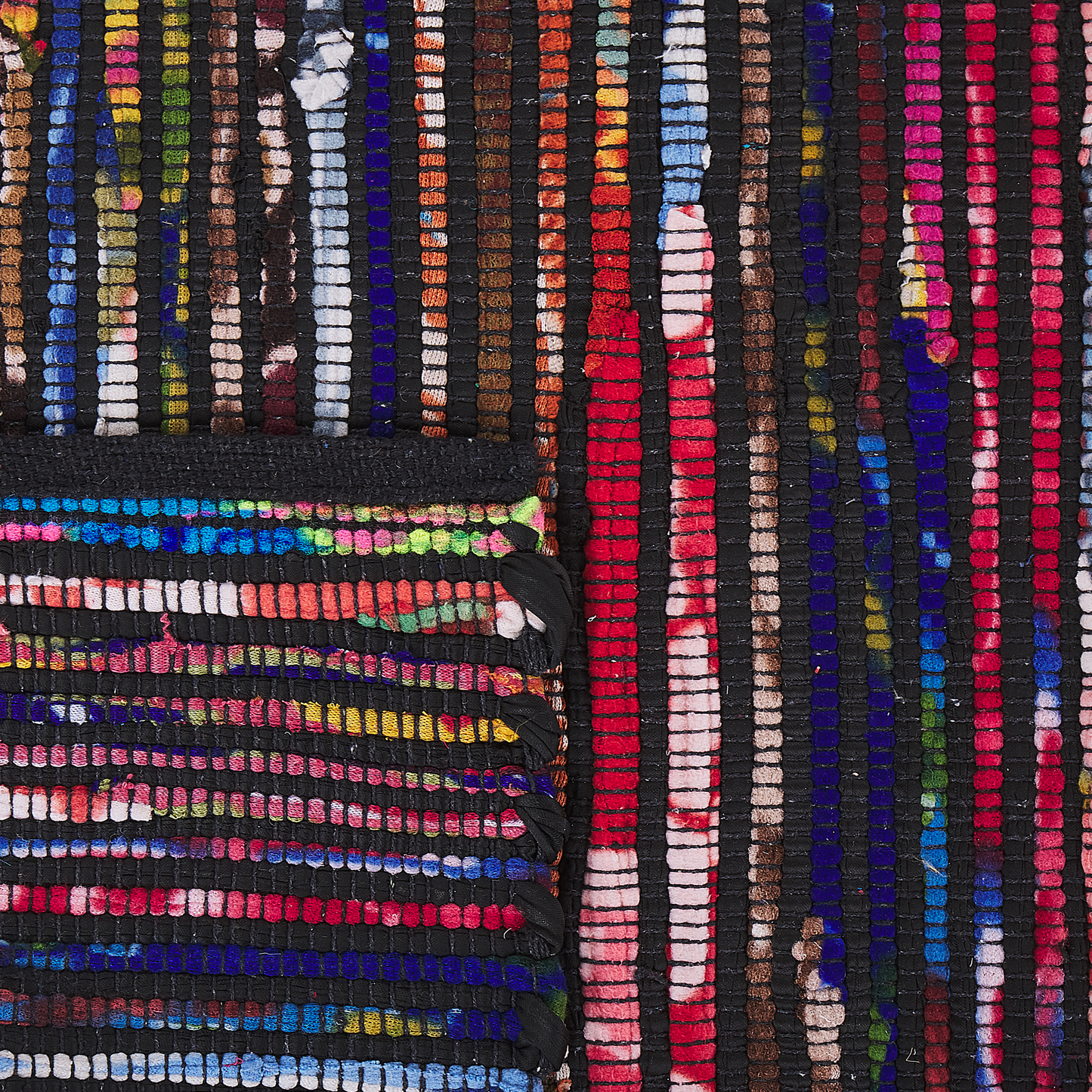 Teppich Baumwolle bunt-schwarz 80 x 150 cm abstraktes Muster Kurzflor BARTIN