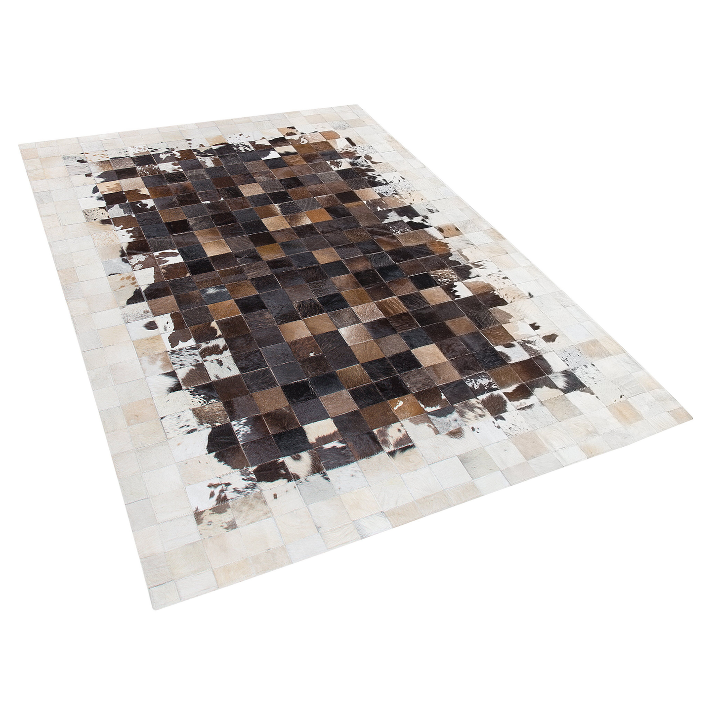 Teppich Kuhfell braun / beige 140 x 200 cm Patchwork Kurzflor OKCULU
