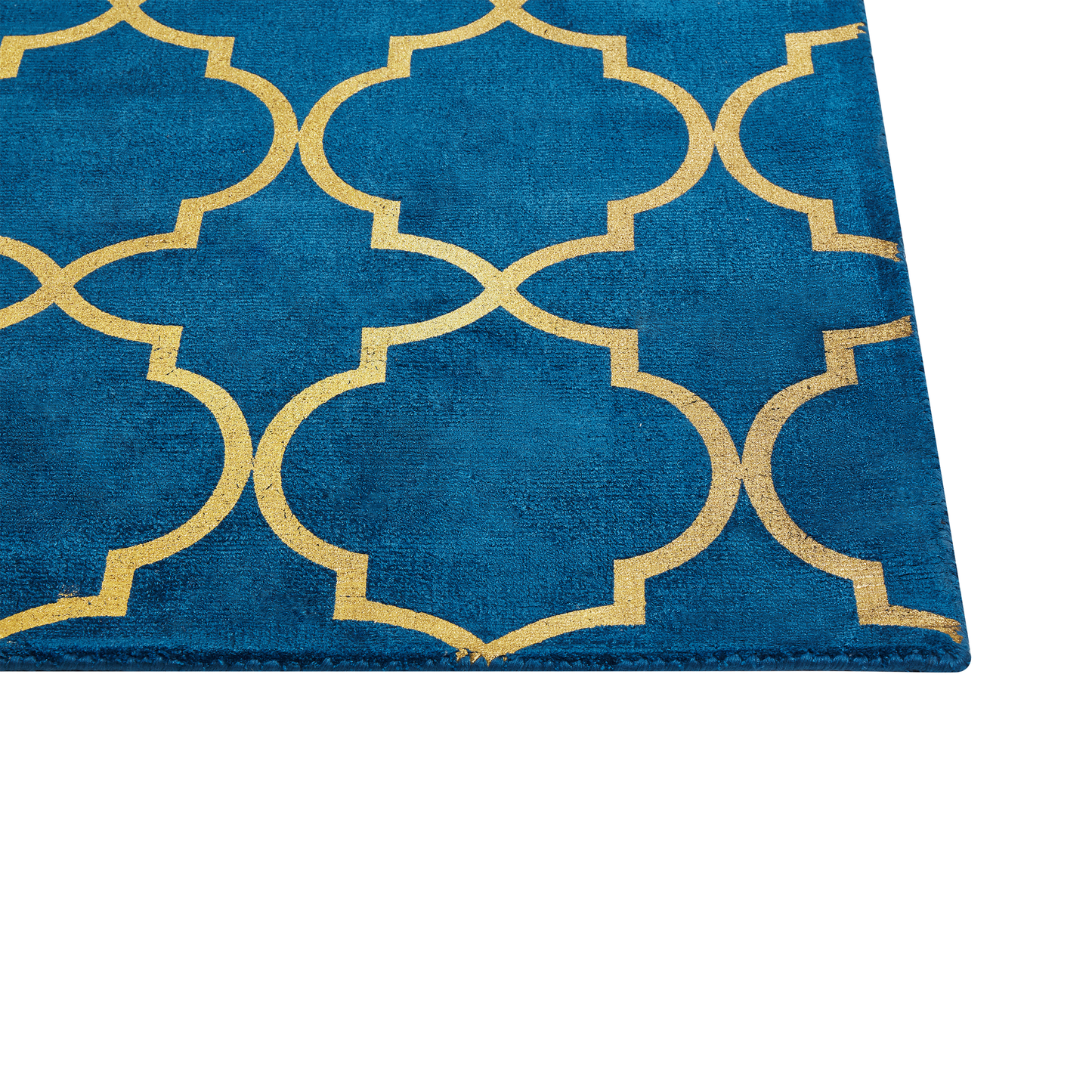 Teppich marineblau / gold 140 x 200 cm marokkanisches Muster Kurzflor YELKI