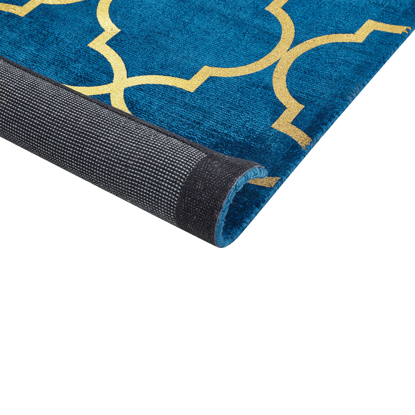 Teppich marineblau / gold 160 x 230 cm marokkanisches Muster Kurzflor YELKI