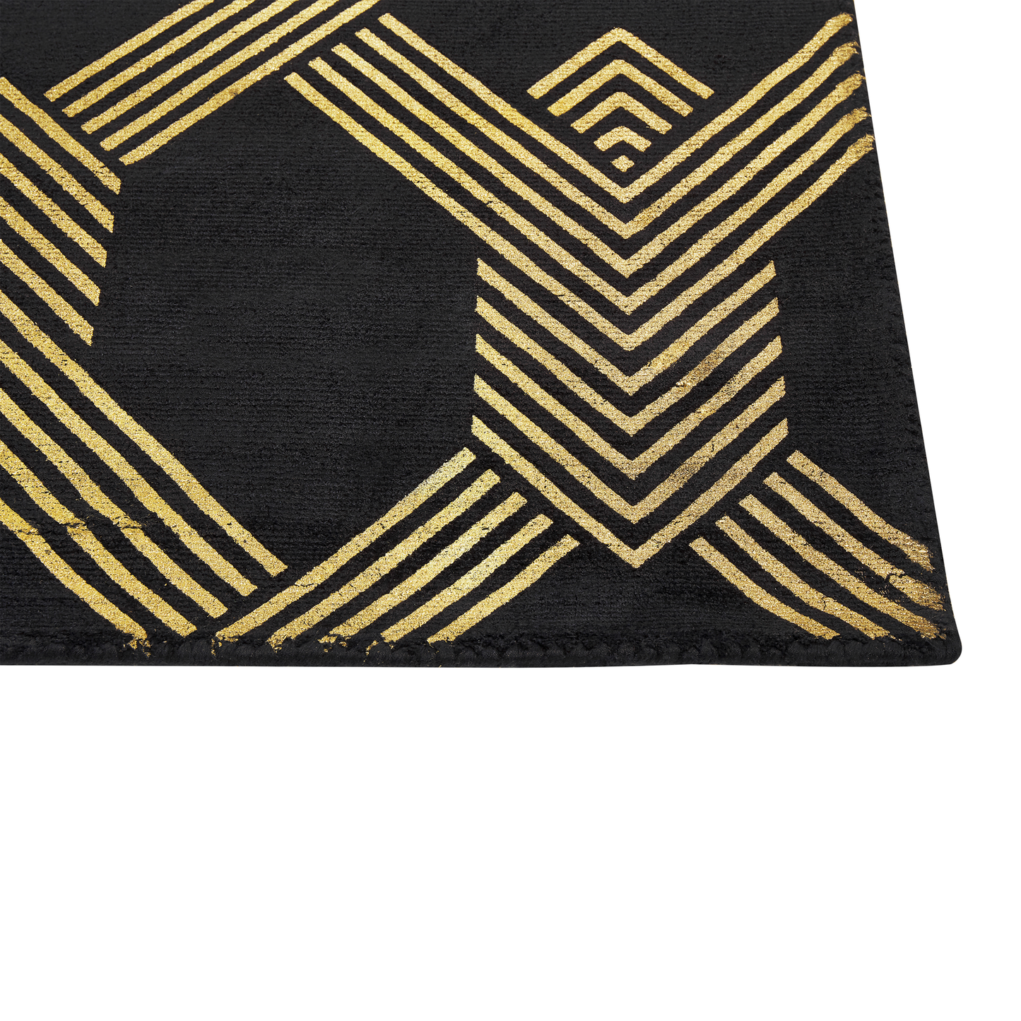 Teppich schwarz / gold 160 x 230 cm geometrisches Muster Kurzflor VEKSE