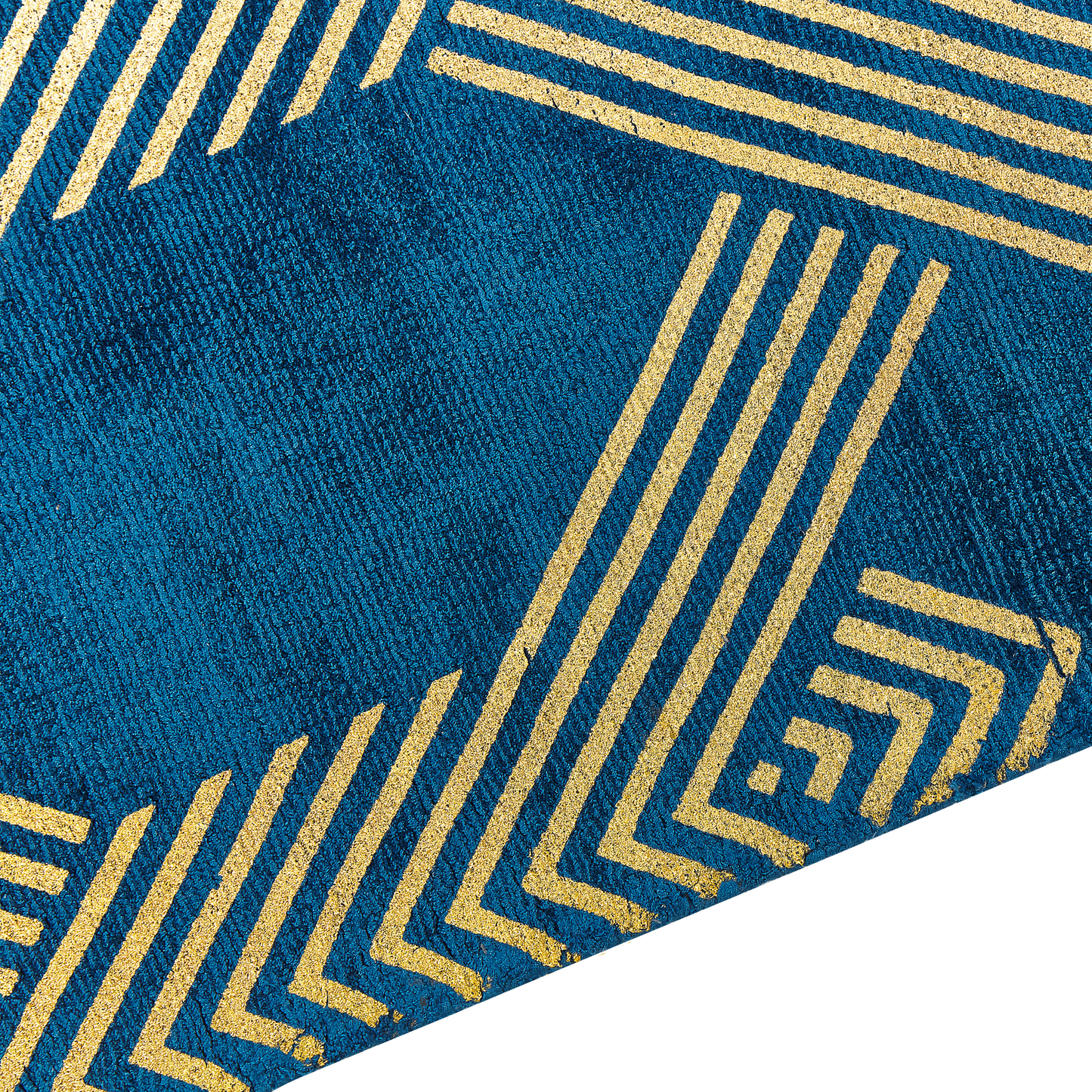 Teppich marineblau/gold 160 x 230 cm geometrisches Muster Kurzflor VEKSE