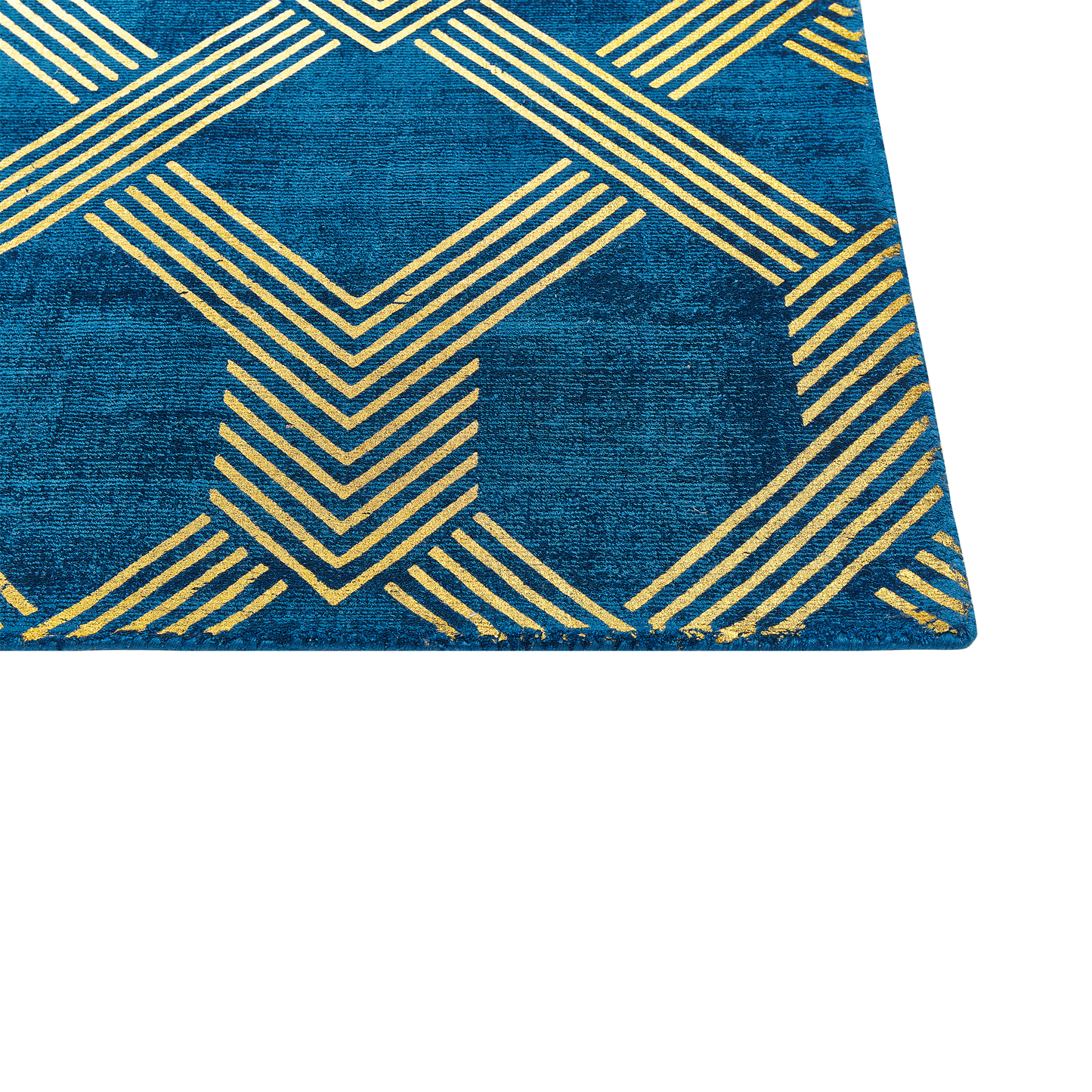 Teppich marineblau/gold 160 x 230 cm geometrisches Muster Kurzflor VEKSE