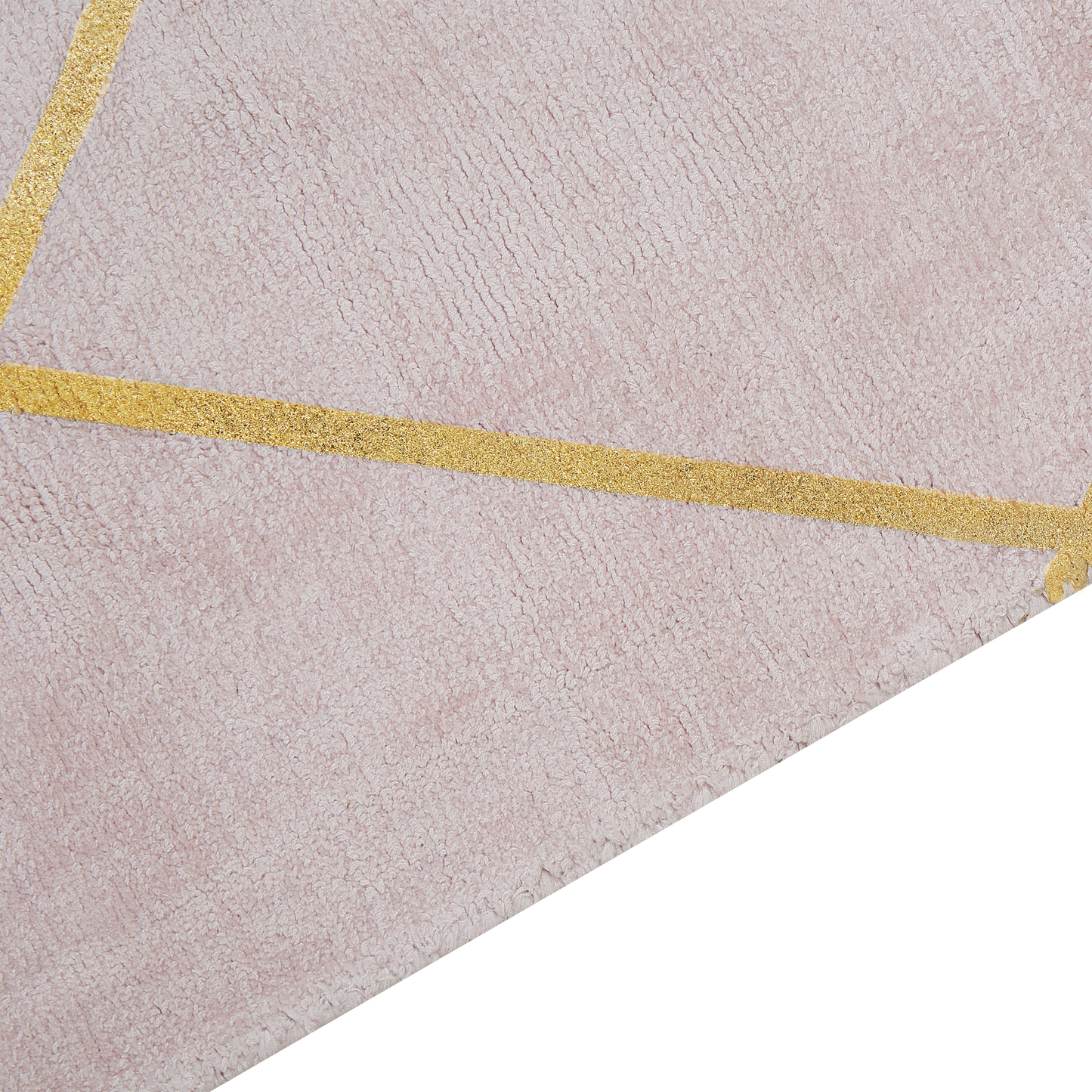 Teppich rosa / gold 80 x 150 cm kariertes Muster Kurzflor ATIKE