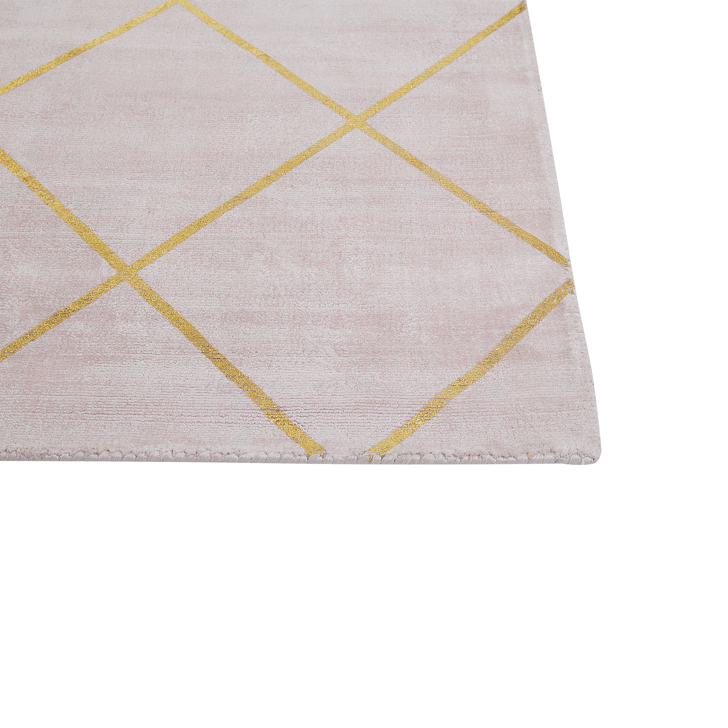 Teppich rosa / gold 80 x 150 cm kariertes Muster Kurzflor ATIKE