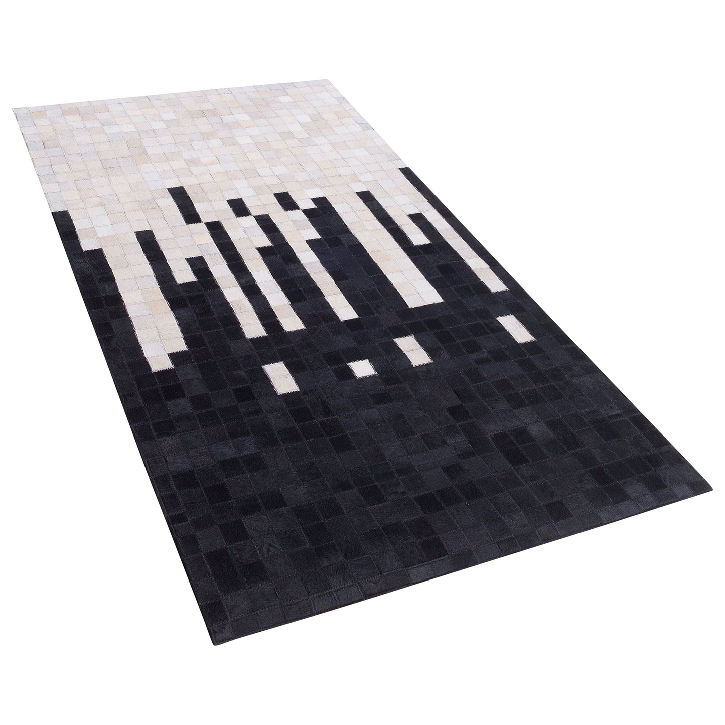 Teppich Leder schwarz / beige 80 x 150 cm Kurzflor BOLU