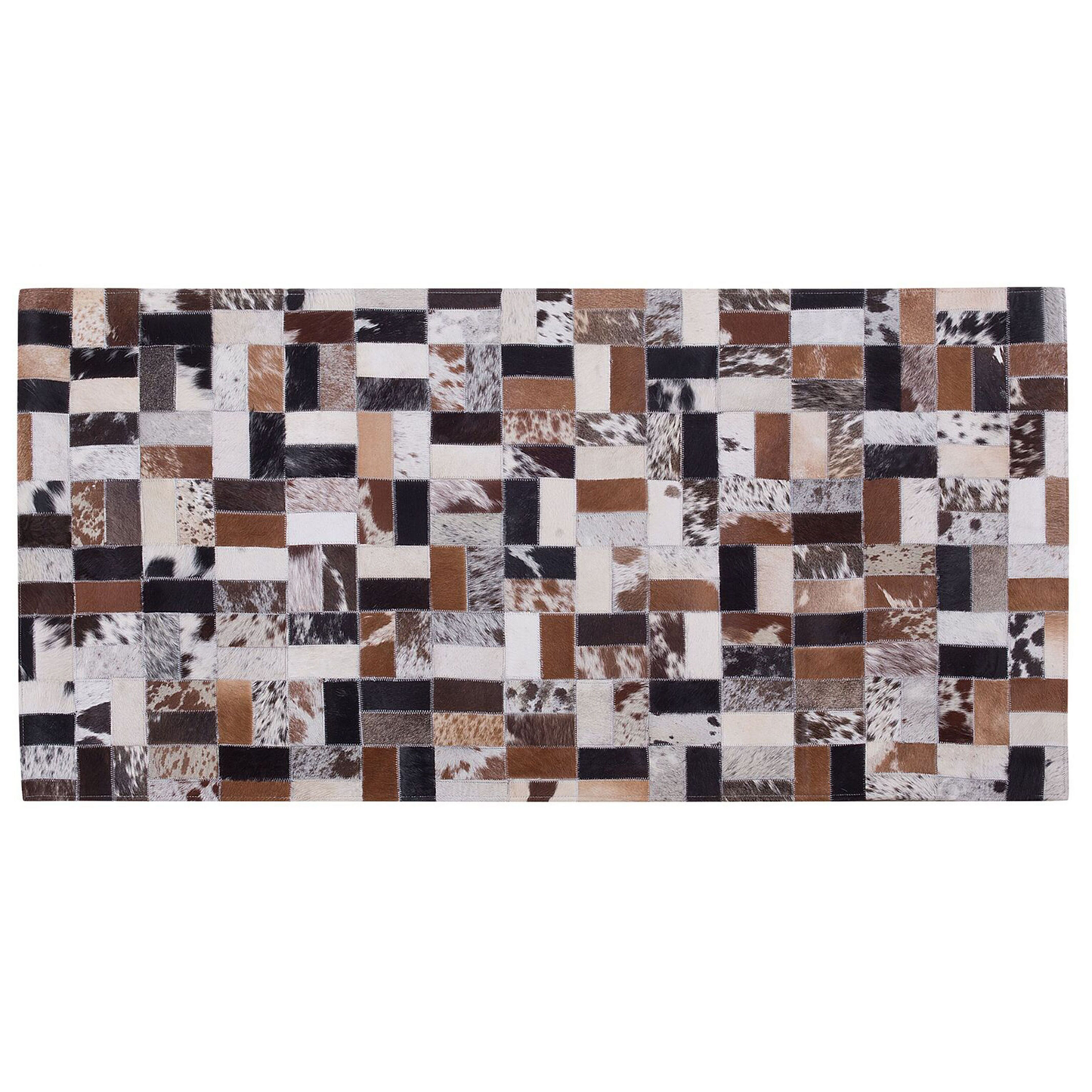 Teppich Kuhfell braun-beige 80 x 150 cm Patchwork Kurzflor CESME