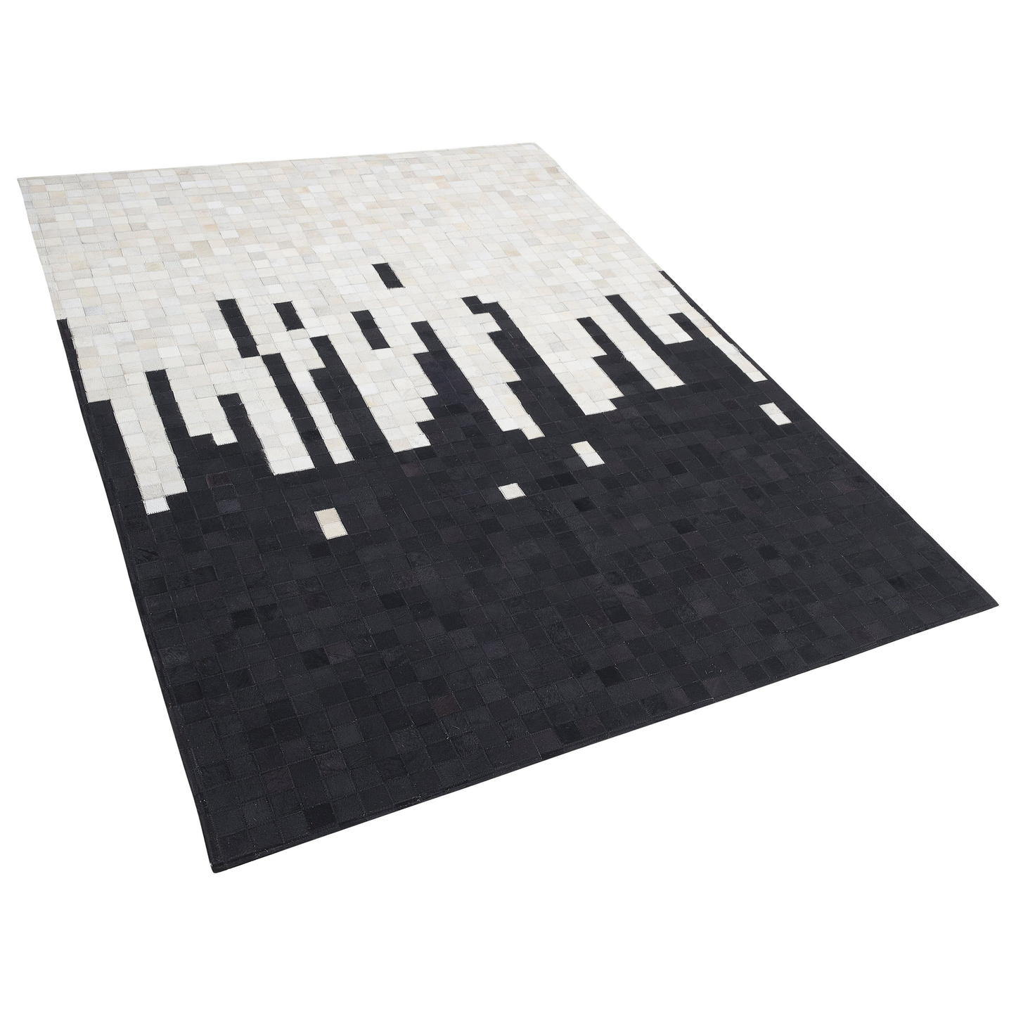 Teppich Leder schwarz / beige 160 x 230 cm Kurzflor BOLU