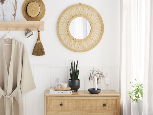 Wandspiegel BACATA 60 cm 60 cm Bambusholz Naturfarben