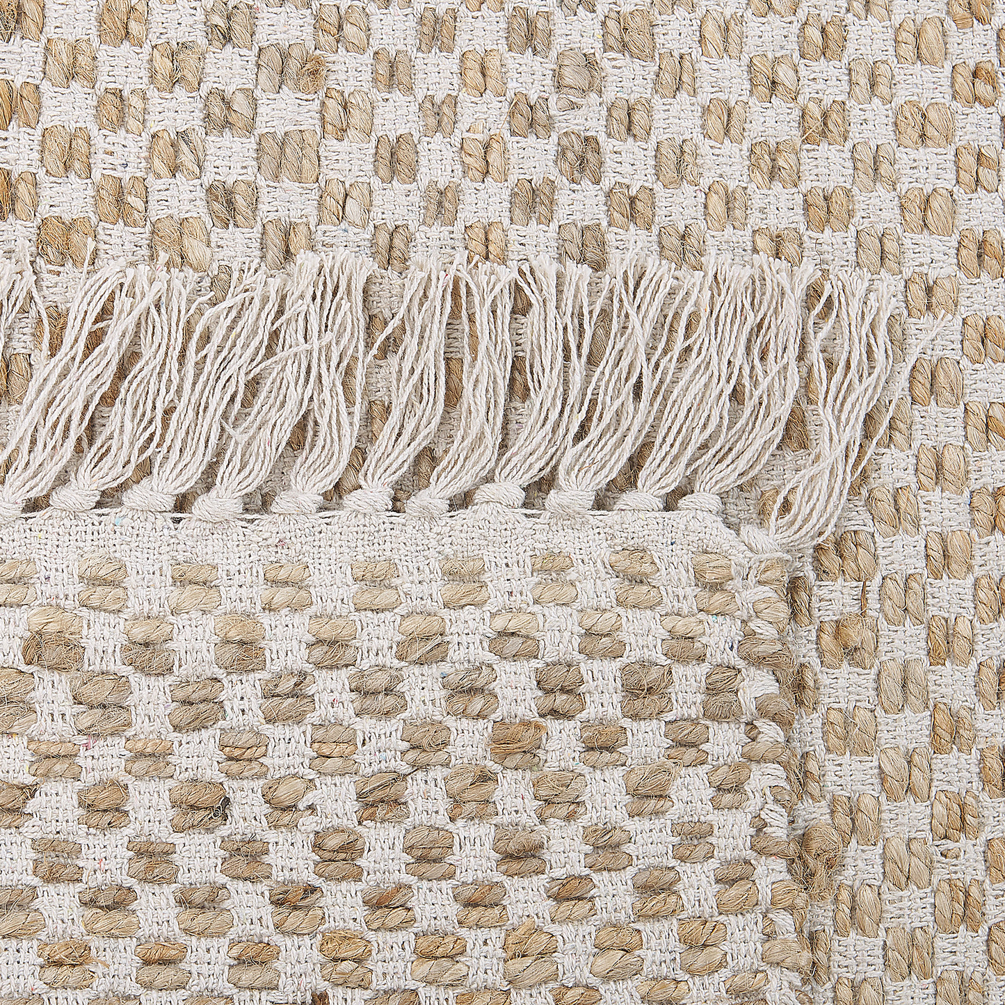 Teppich beige 140 x 200 cm kariertes Muster Kurzflor zweiseitig ZERDALI