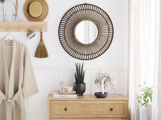 Wandspiegel BLASITO 66 cm 66 cm Bambusholz Braun