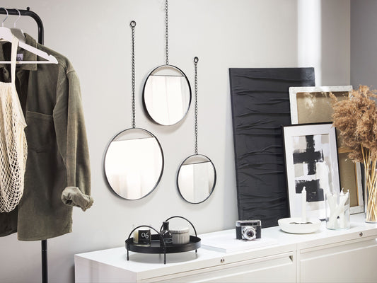 Wandspiegel ODOS 33/29/24 cm 80/75/69 cm Metall Schwarz