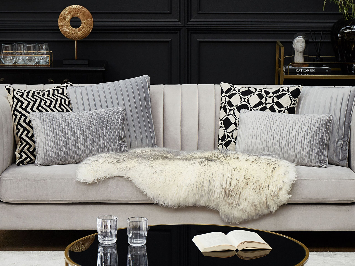 Schaffell-Teppich grau meliert 100-110 cm Langhaar ULURU