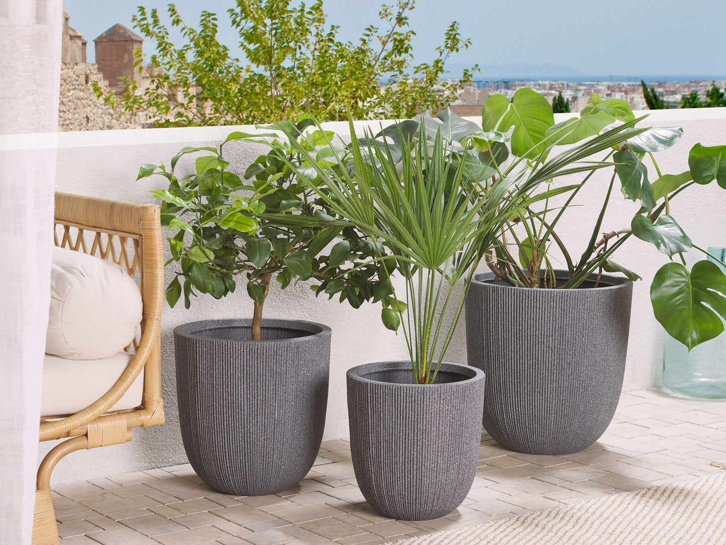 Blumenkübel CHIOS Kunststoff 31 cm Grau