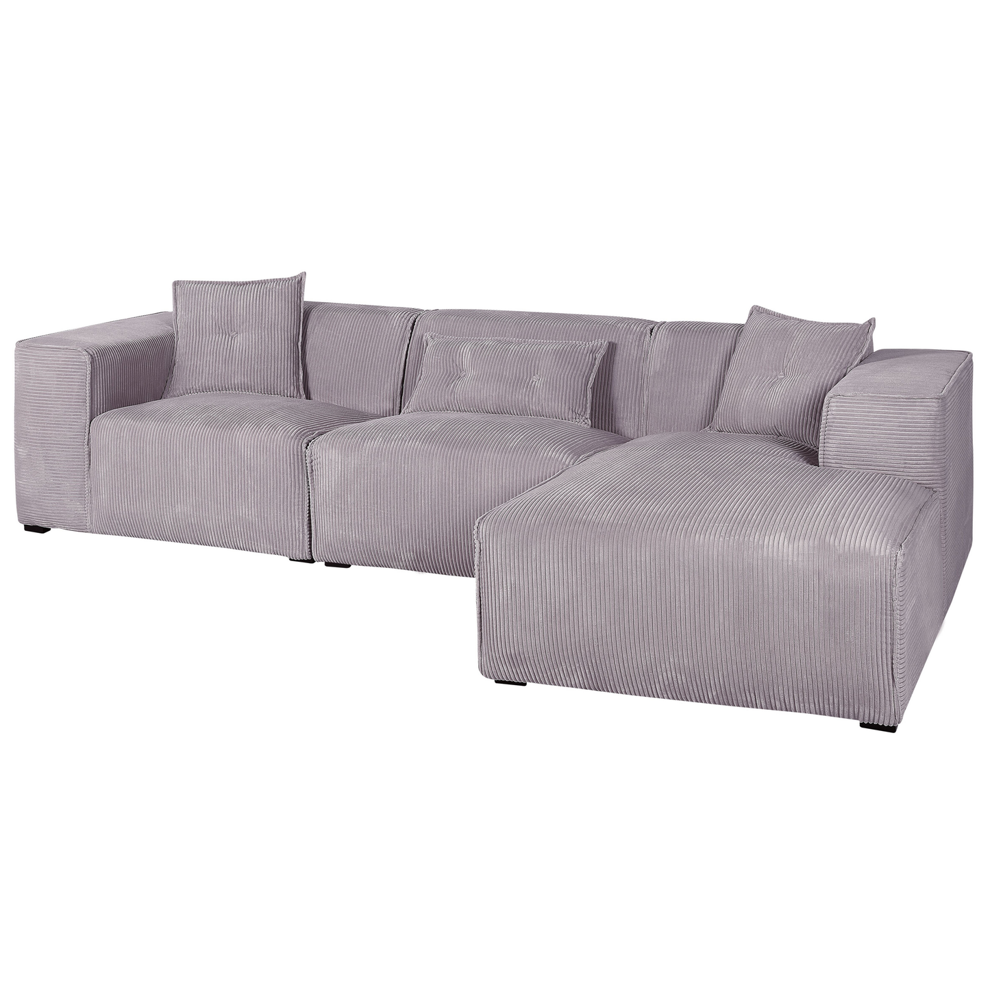3-Sitzer Ecksofa Cord grau linksseitig DOLVA