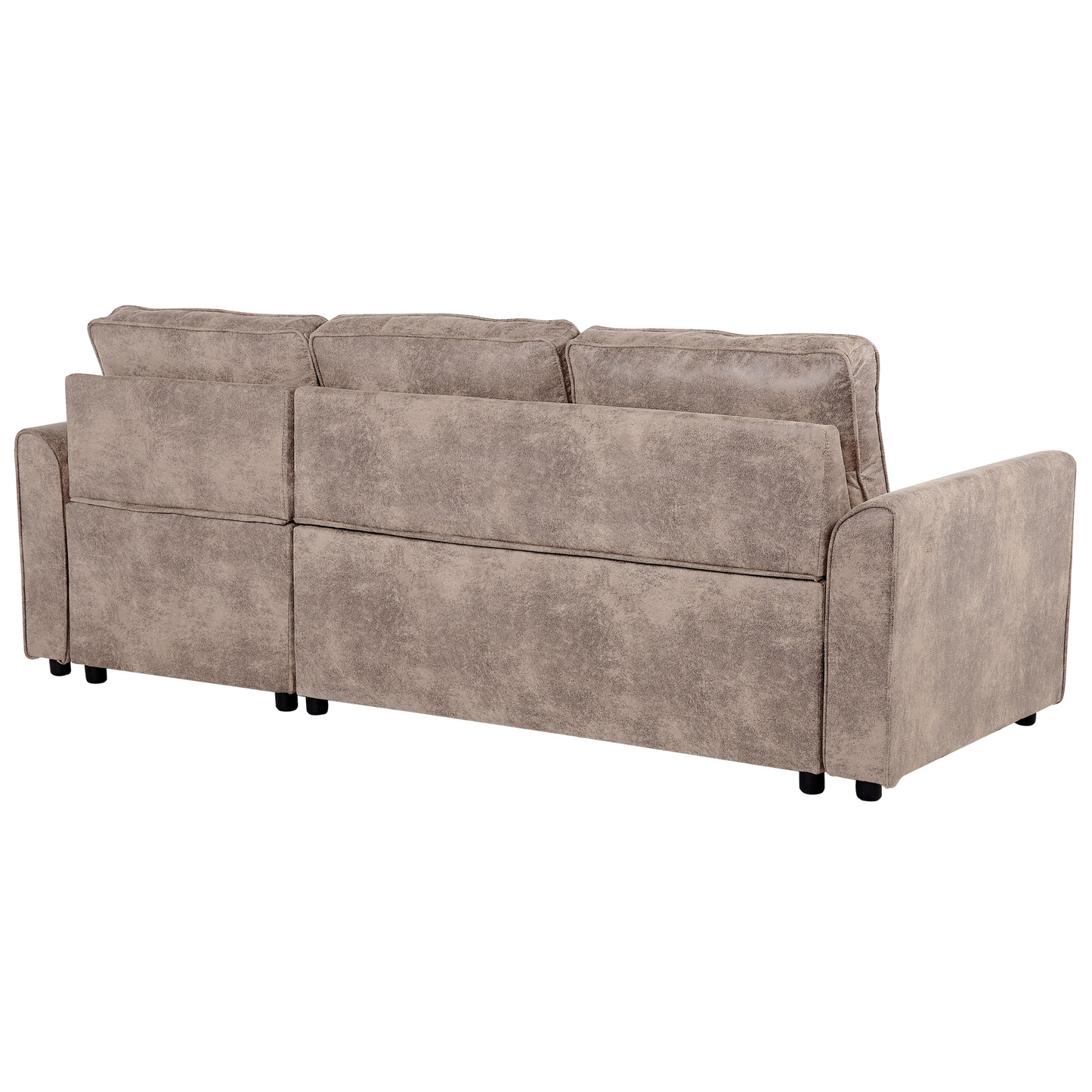 Ecksofa mit Schlaffunktion Lederoptik braun linksseitig NESNA