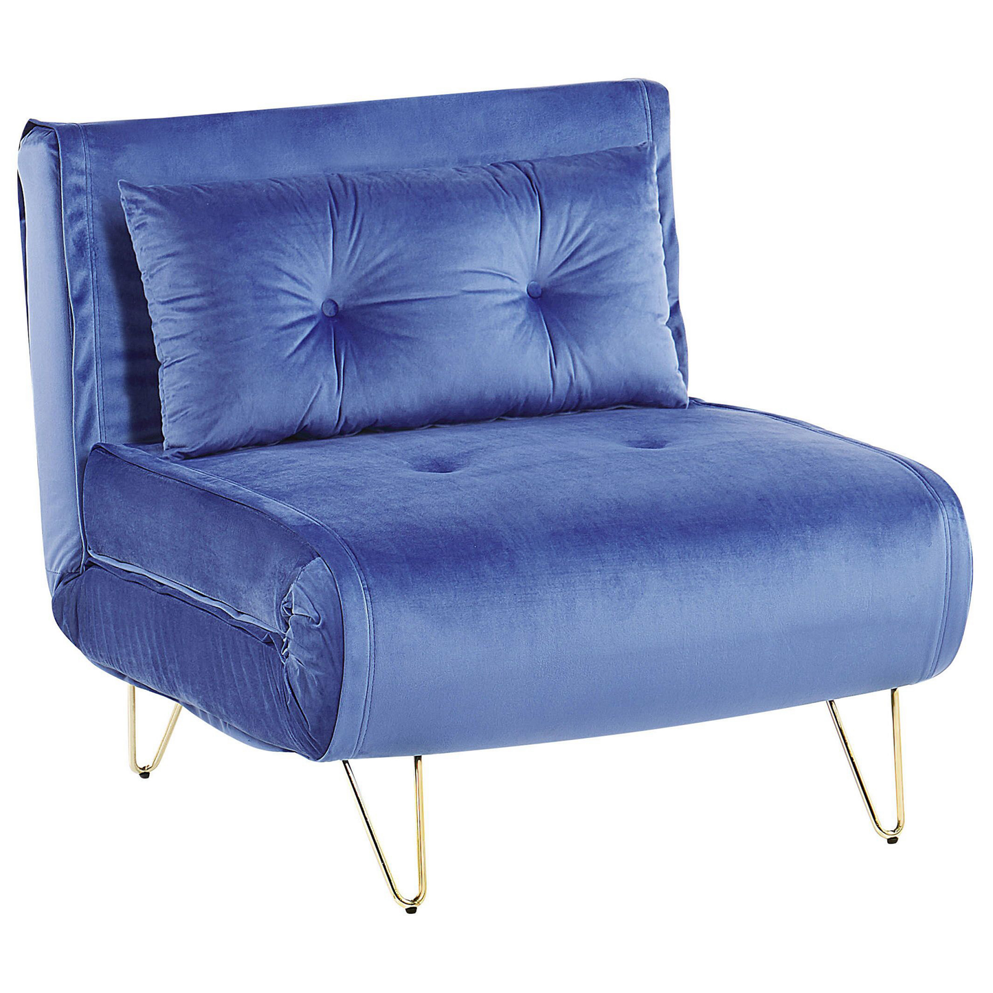 1-Sitzer Schlafsofa Samtstoff marineblau / gold VESTFOLD