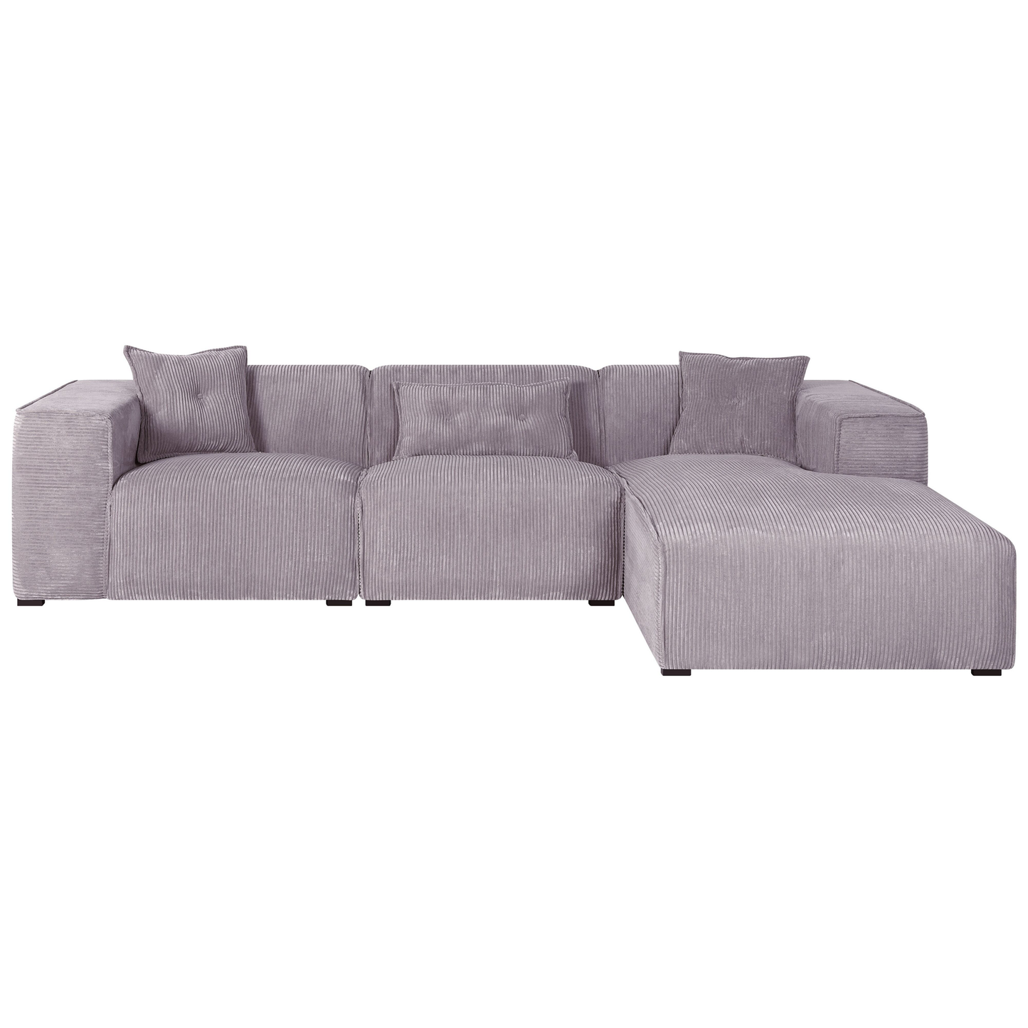 3-Sitzer Ecksofa Cord grau linksseitig DOLVA