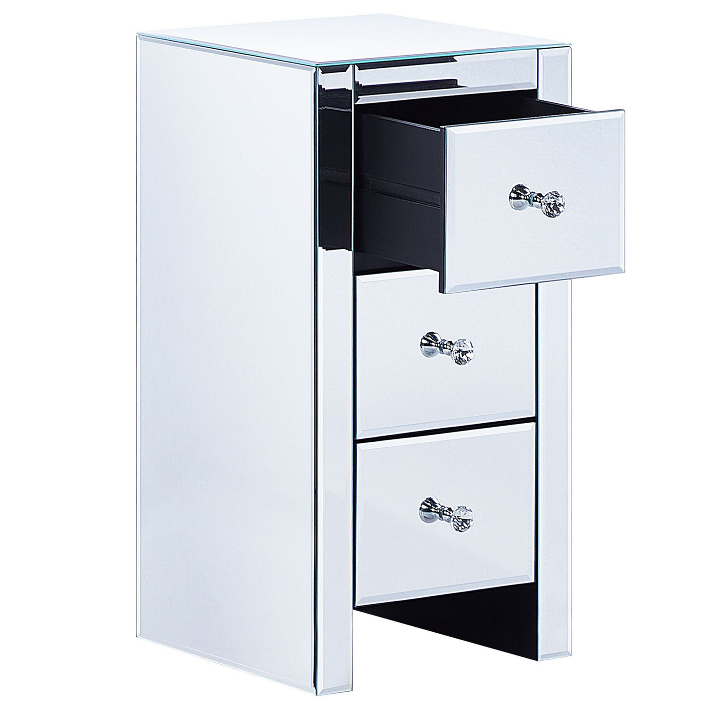 Nachttisch mit 3 Schublade LORRIS Glas Silber