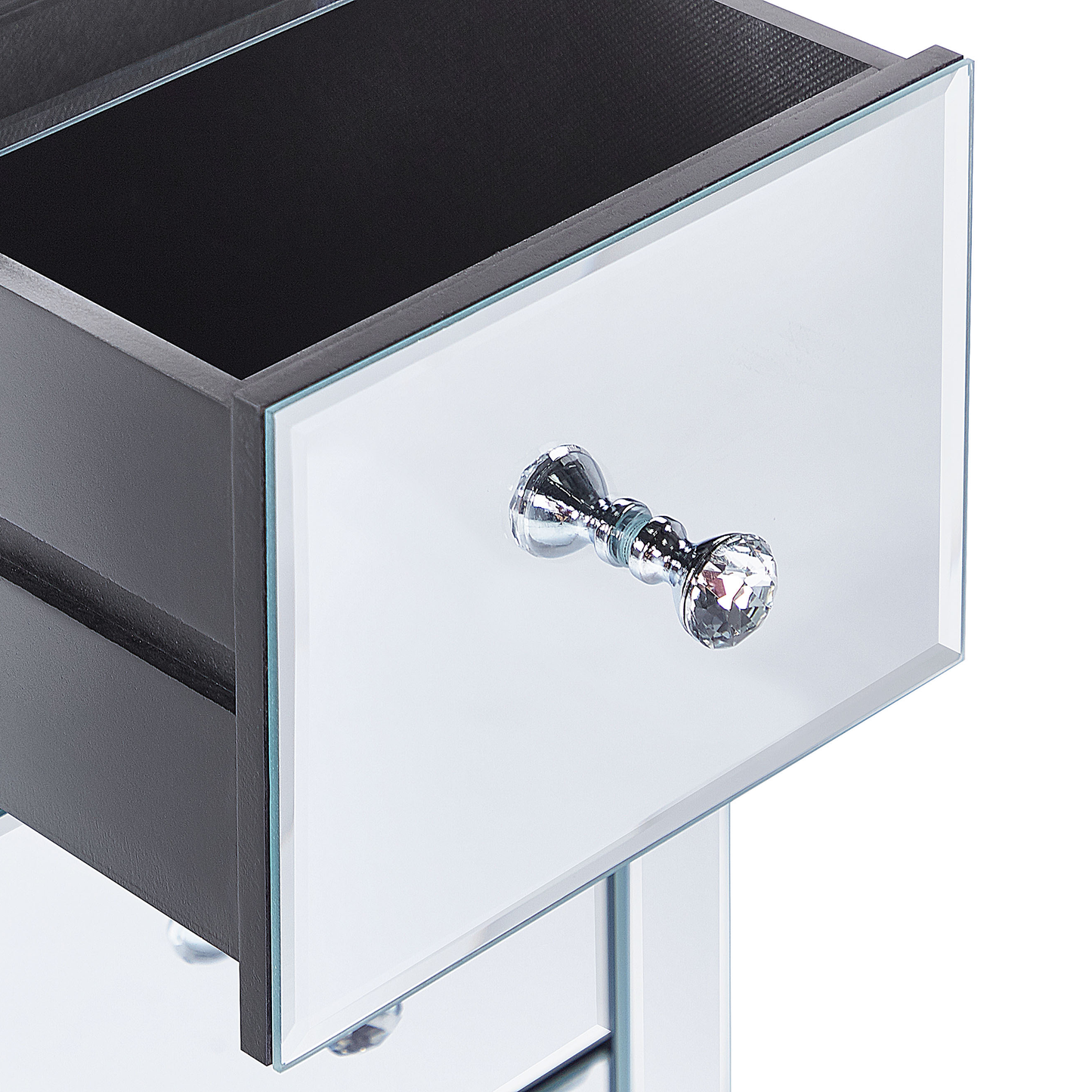 Nachttisch mit 3 Schublade LORRIS Glas Silber