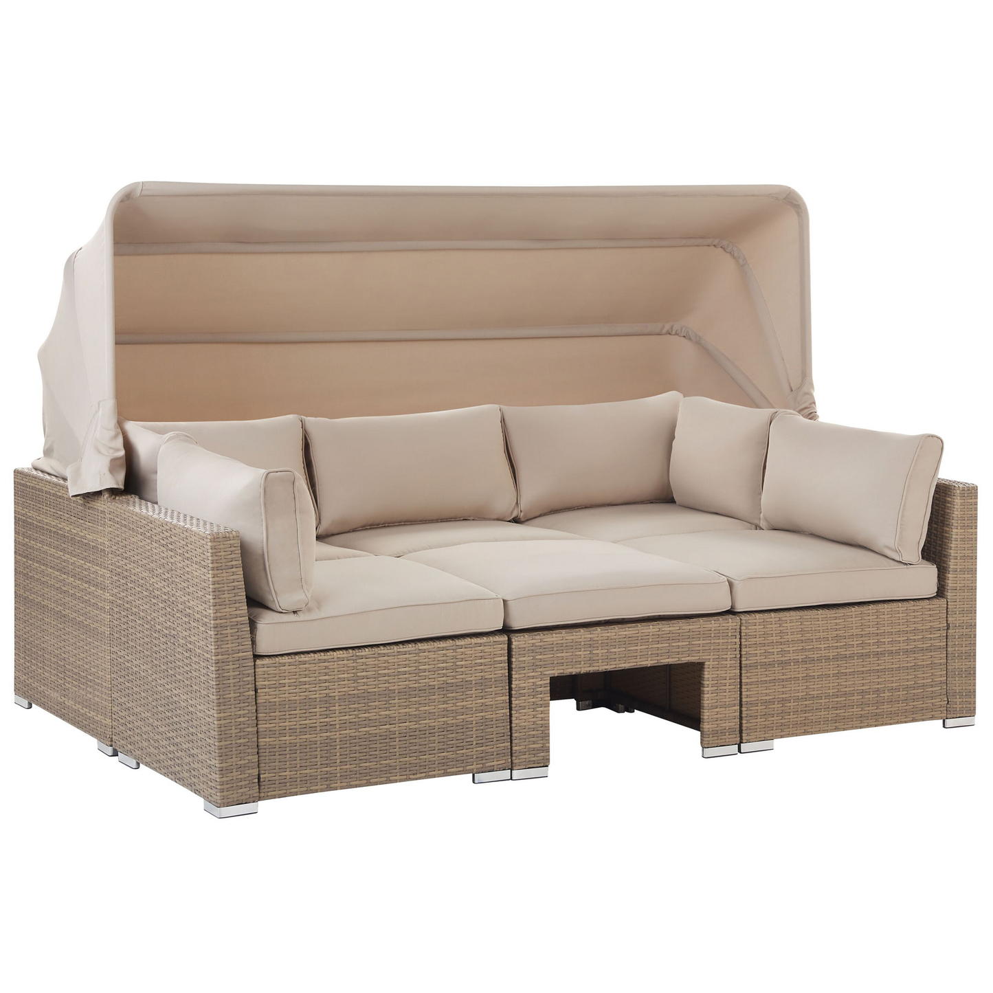 Lounge Set mit Tisch 5-Sitzer COCCOLIA modular Polyrattan Beige
