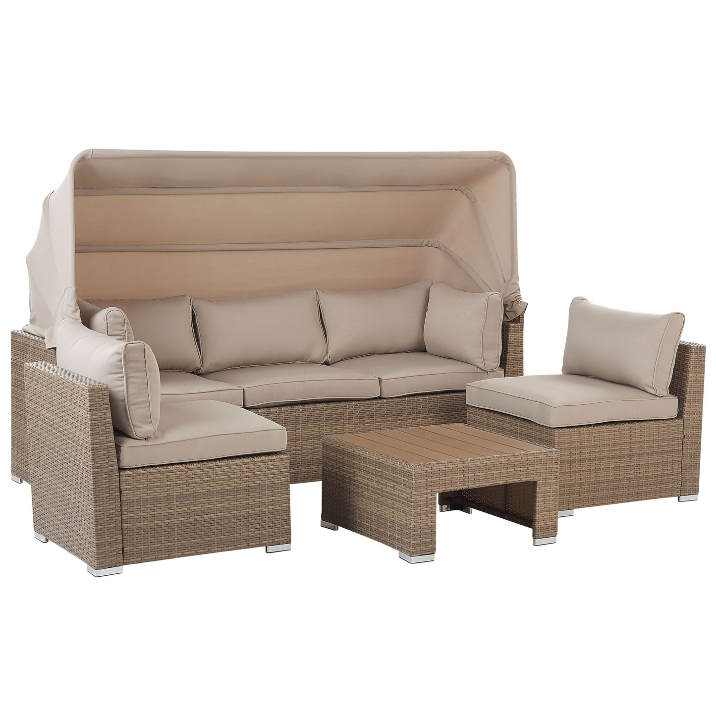 Lounge Set mit Tisch 5-Sitzer COCCOLIA modular Polyrattan Beige