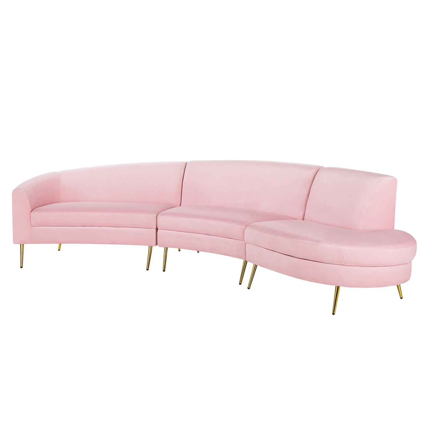 Sofa Samtstoff rosa geschwungene Form 4-Sitzer MOSS