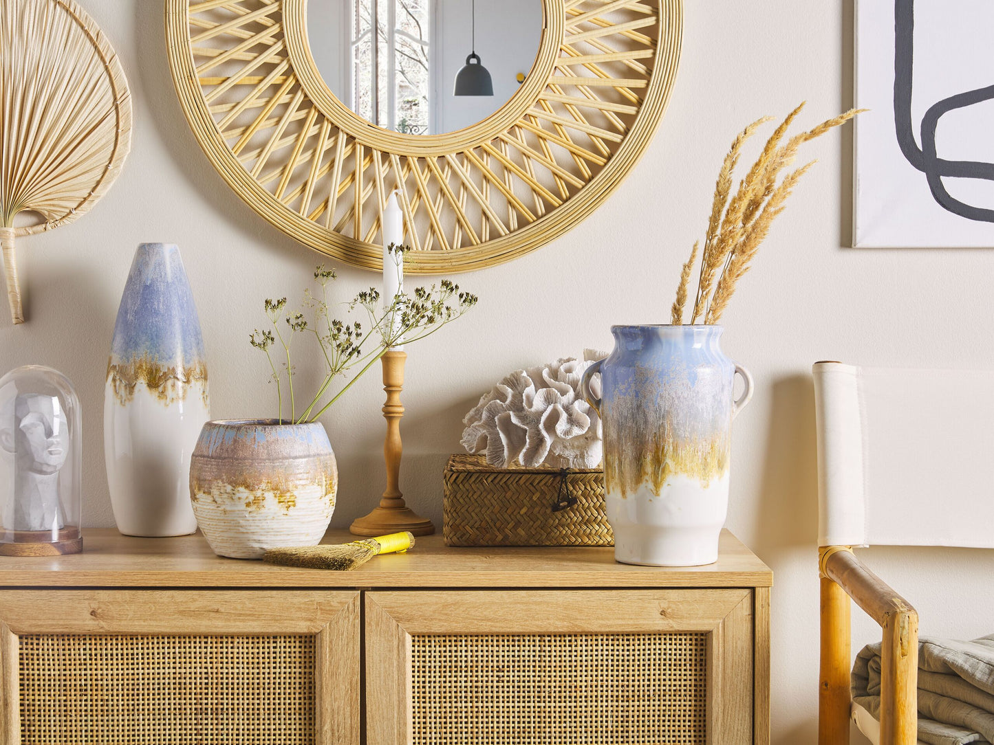 Steinzeug Blumenvase 34 Bunt Gold BRAURON