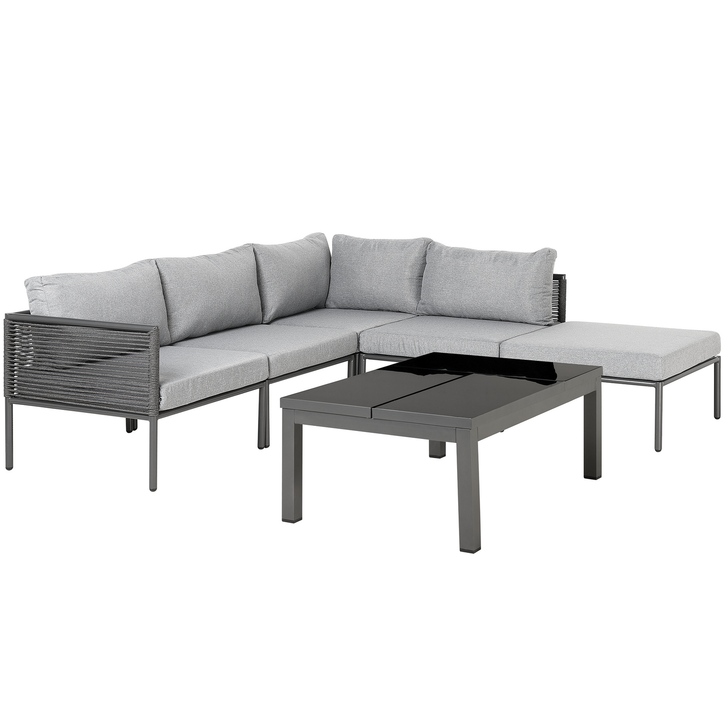 Garten Ecksofa mit Tisch 6-Sitzer FORANO Metall Grau