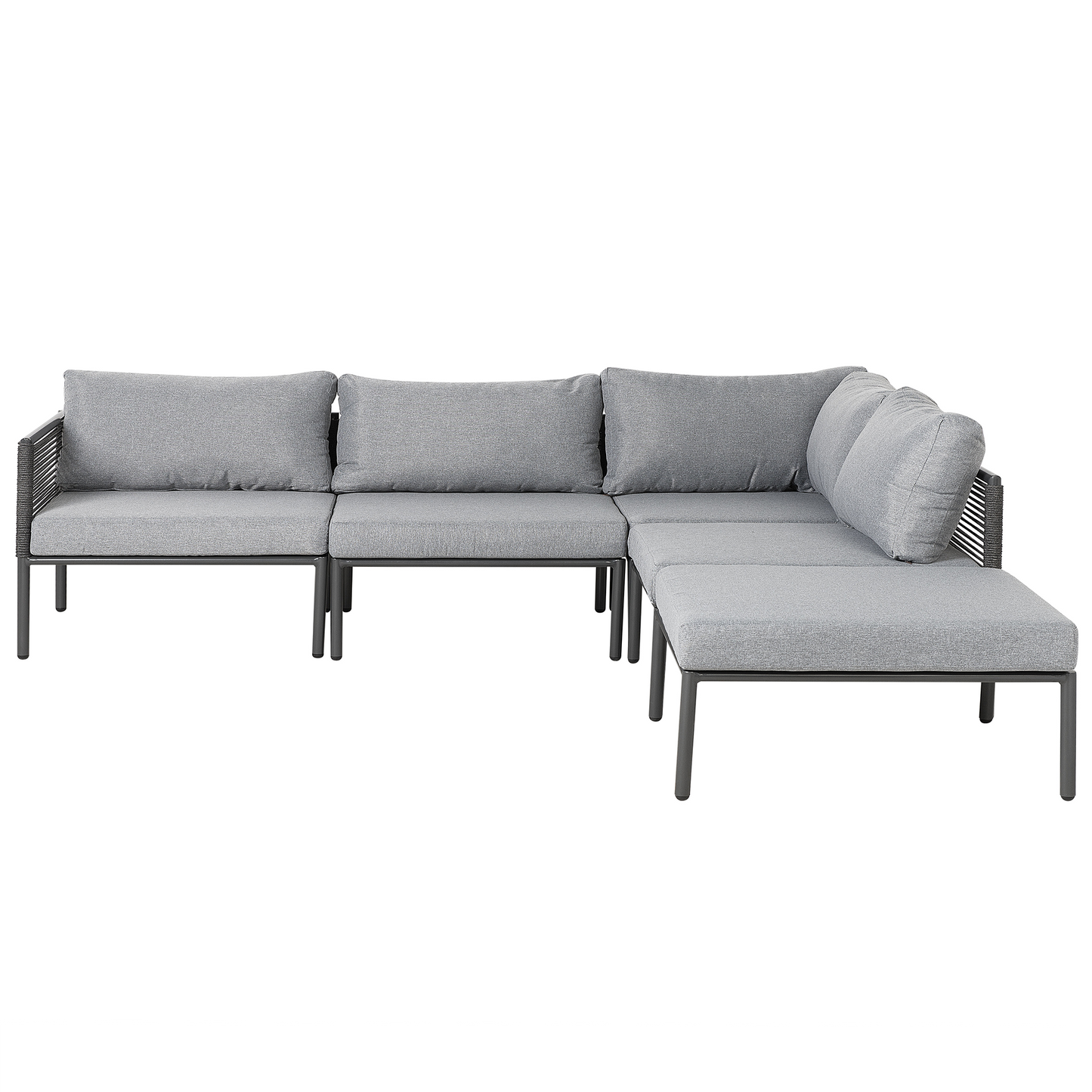 Garten Ecksofa mit Tisch 6-Sitzer FORANO Metall Grau