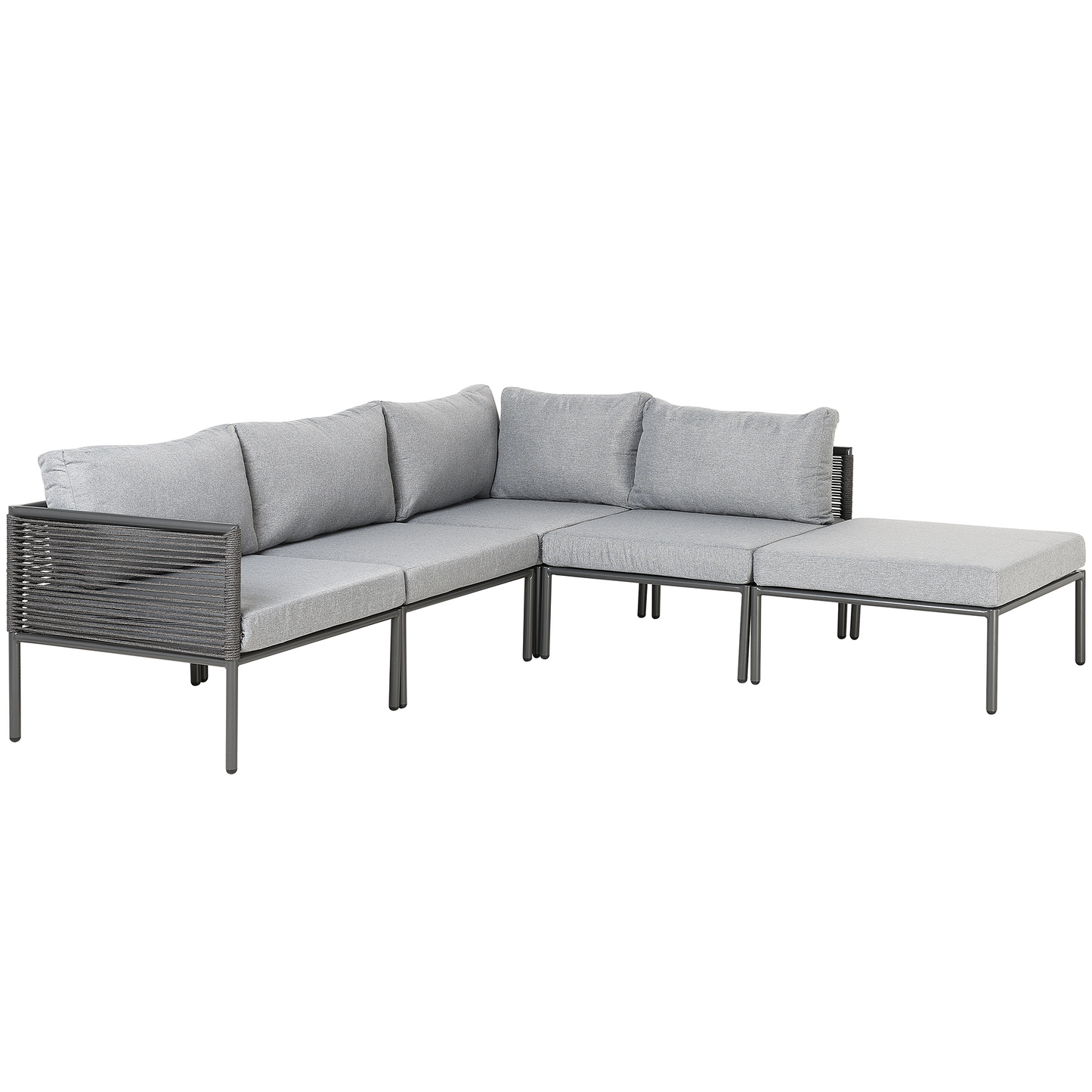 Garten Ecksofa mit Tisch 6-Sitzer FORANO Metall Grau