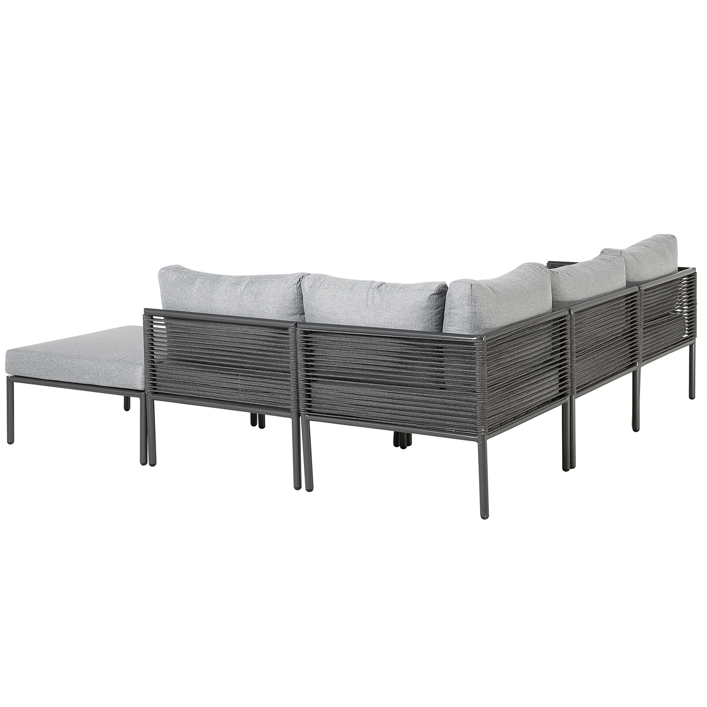 Garten Ecksofa mit Tisch 6-Sitzer FORANO Metall Grau