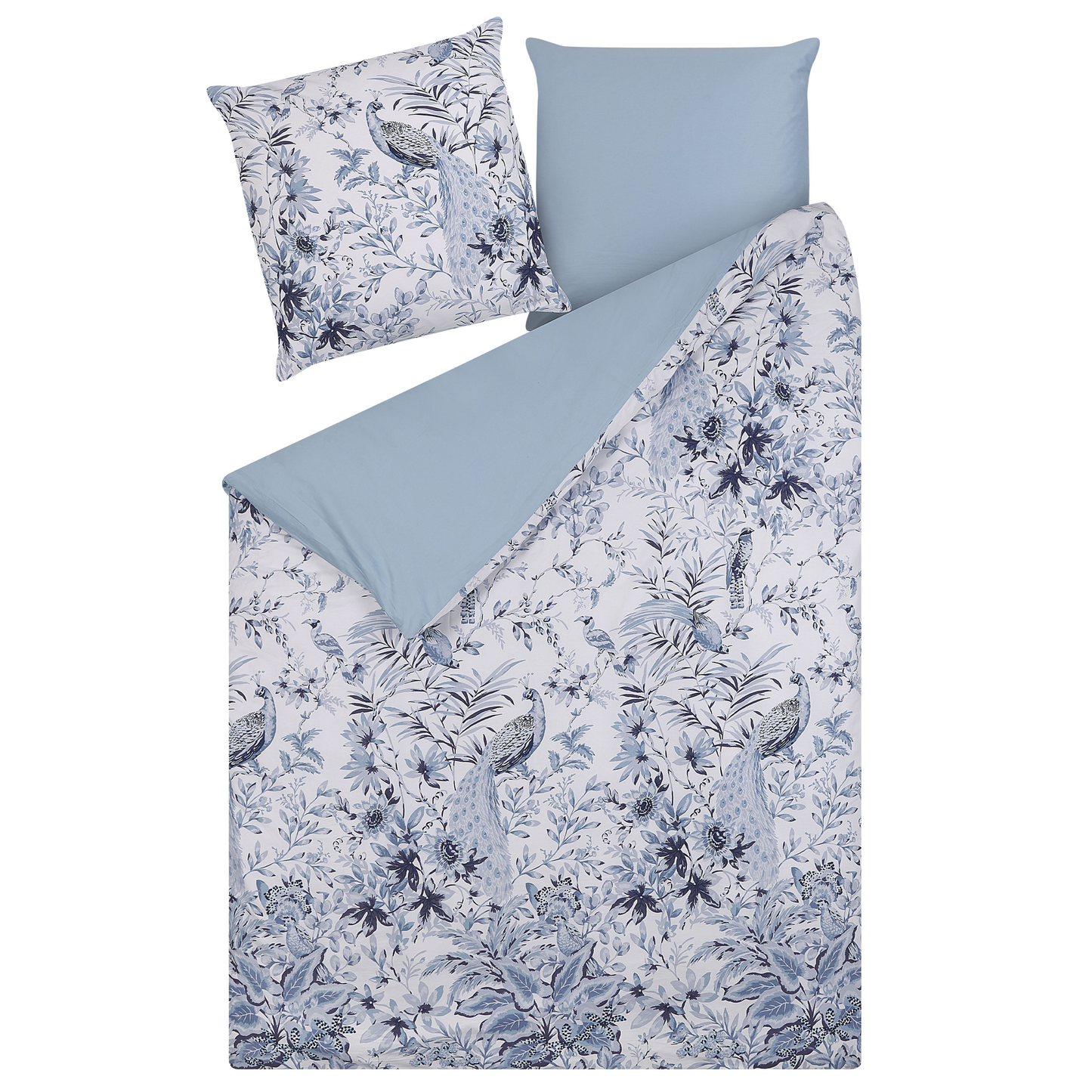 Bettwäsche-Set BALLARD Baumwollsatin 155 x 220 cm Blau