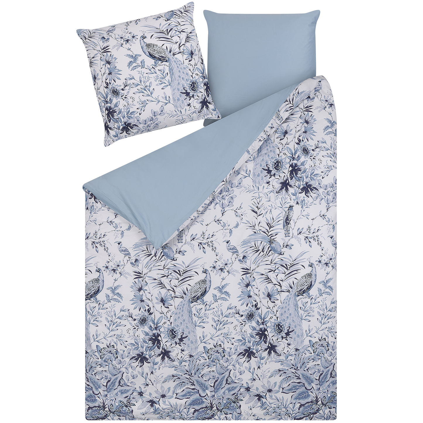 Bettwäsche-Set BALLARD Baumwollsatin 135 x 200 cm Blau