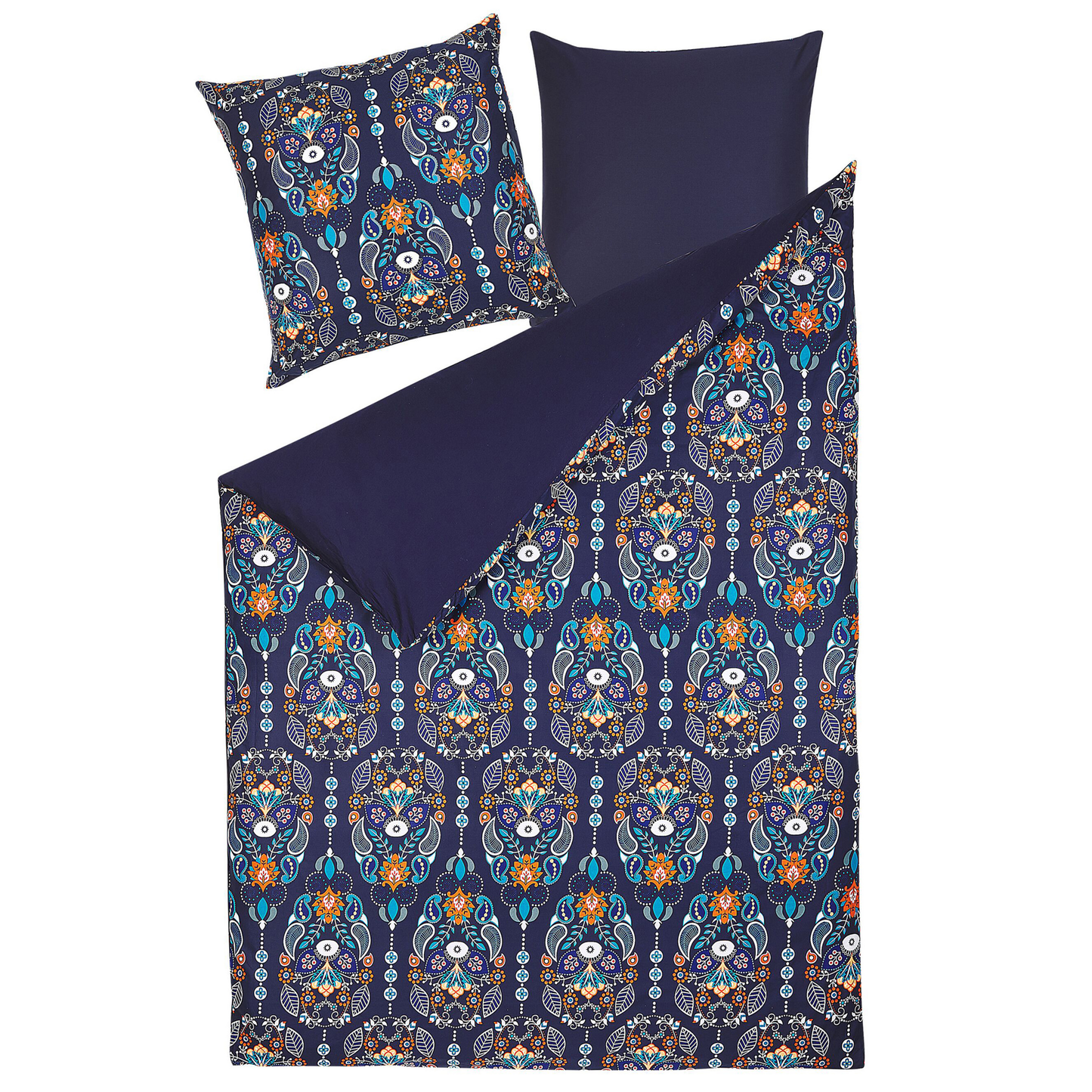 Bettwäsche-Set MADRONA Baumwollsatin 155 x 220 cm Dunkelblau