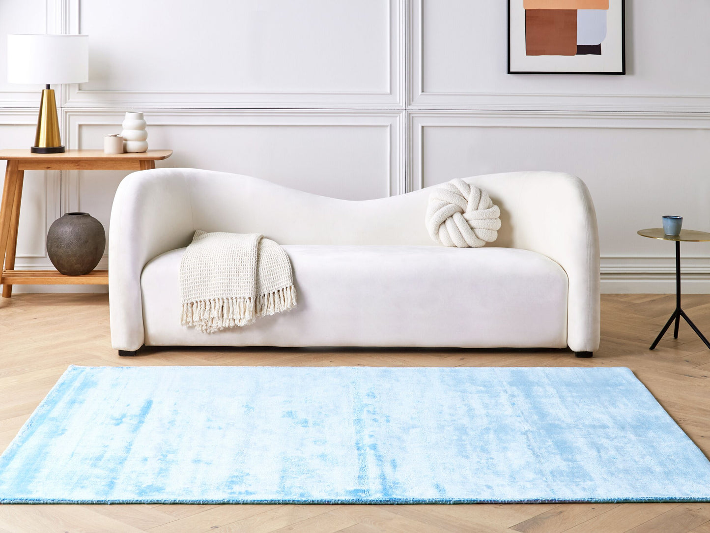 Teppich Viskose hellblau 160 x 230 cm Kurzflor GESI II