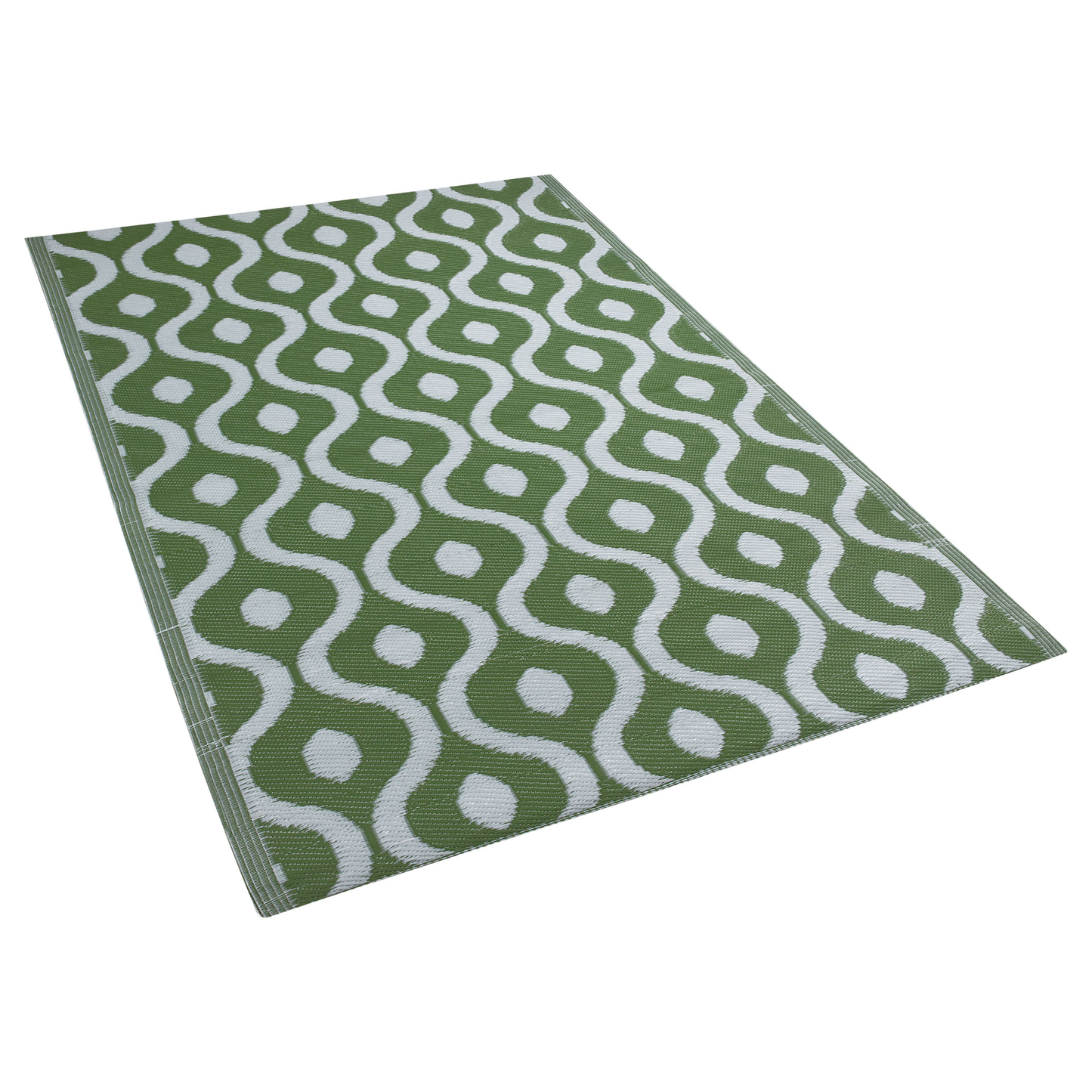 Outdoor Teppich grün 120 x 180 cm marokkanisches Muster zweiseitig Kurzflor PUNE