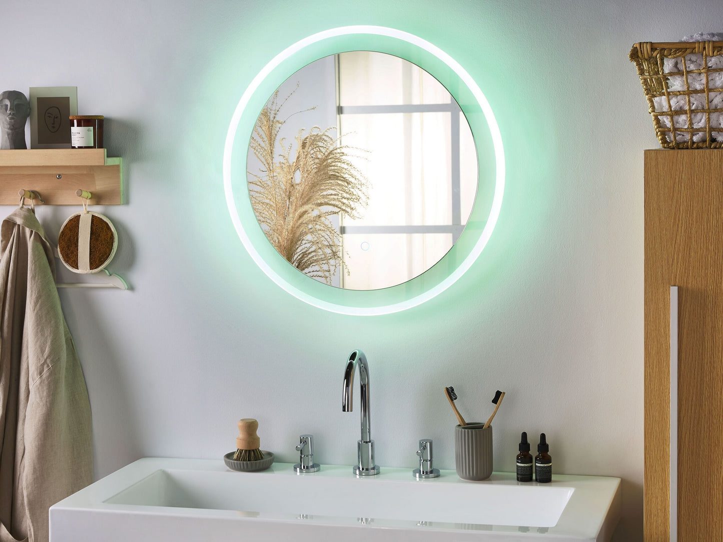 LED-Badezimmer-Spiegel BRINAY 58 cm 58 cm Silber